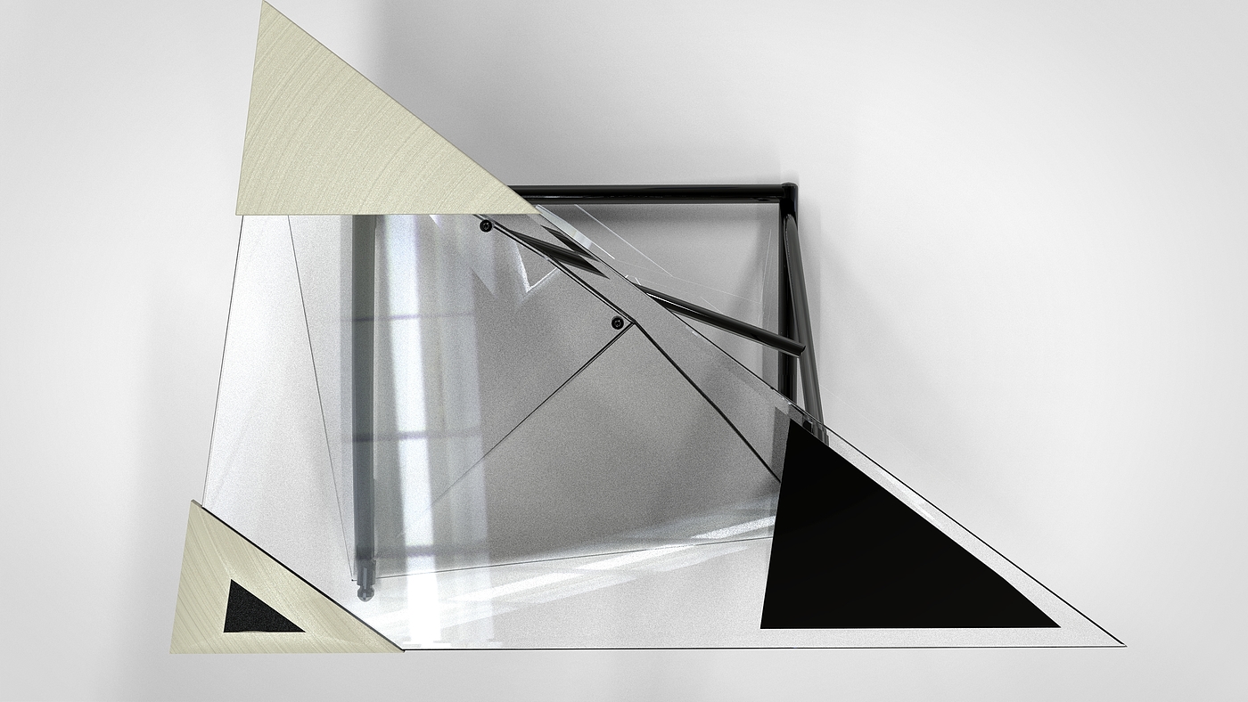 desk，Keyshot rendering，geometry，Glass，steel，