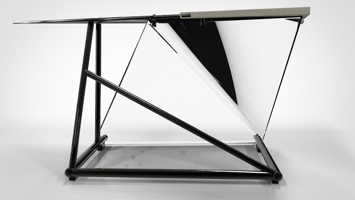 desk，Keyshot rendering，geometry，Glass，steel，