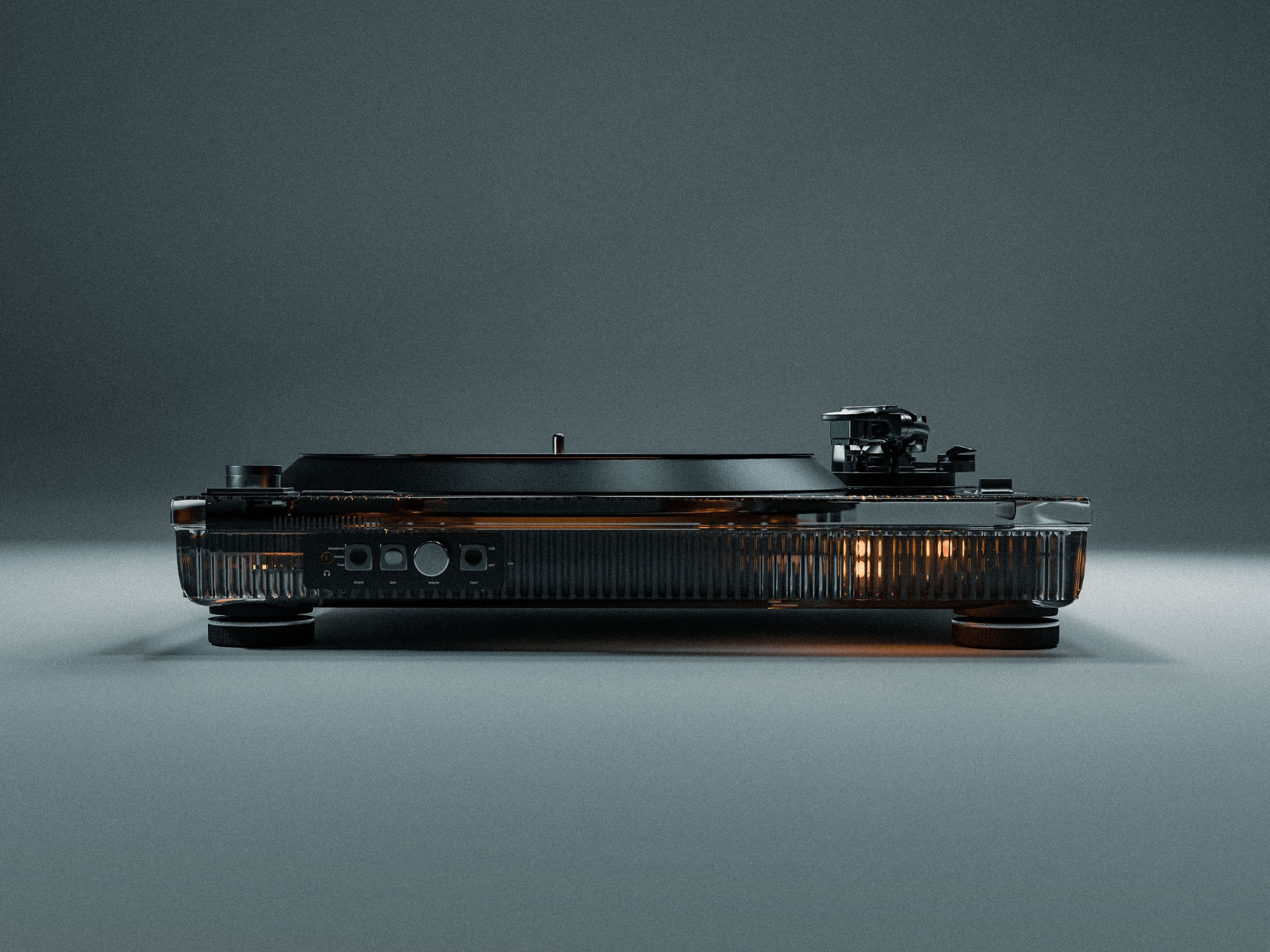 Vinyl record player，Retro，transparent，Design aesthetics，