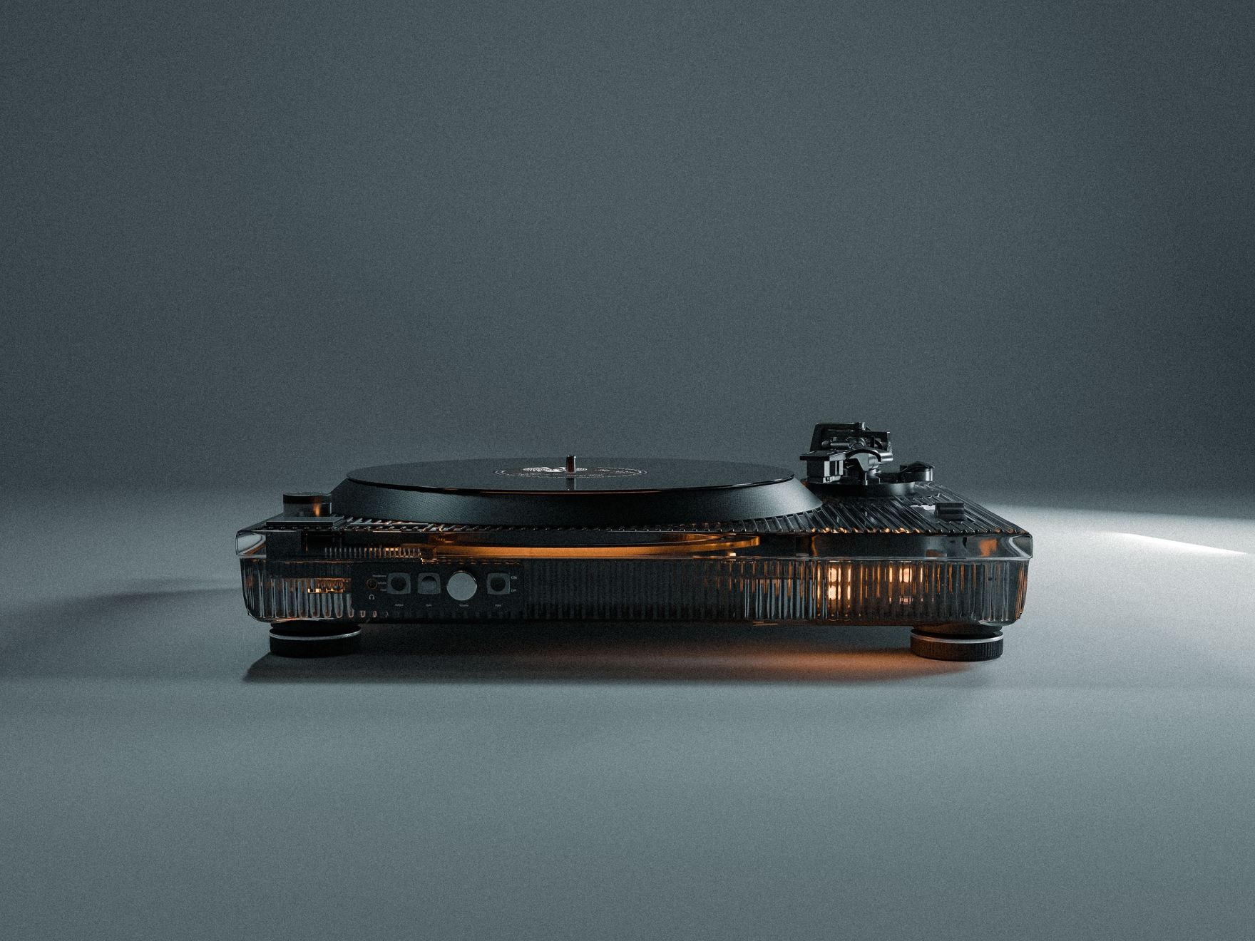 Vinyl record player，Retro，transparent，Design aesthetics，