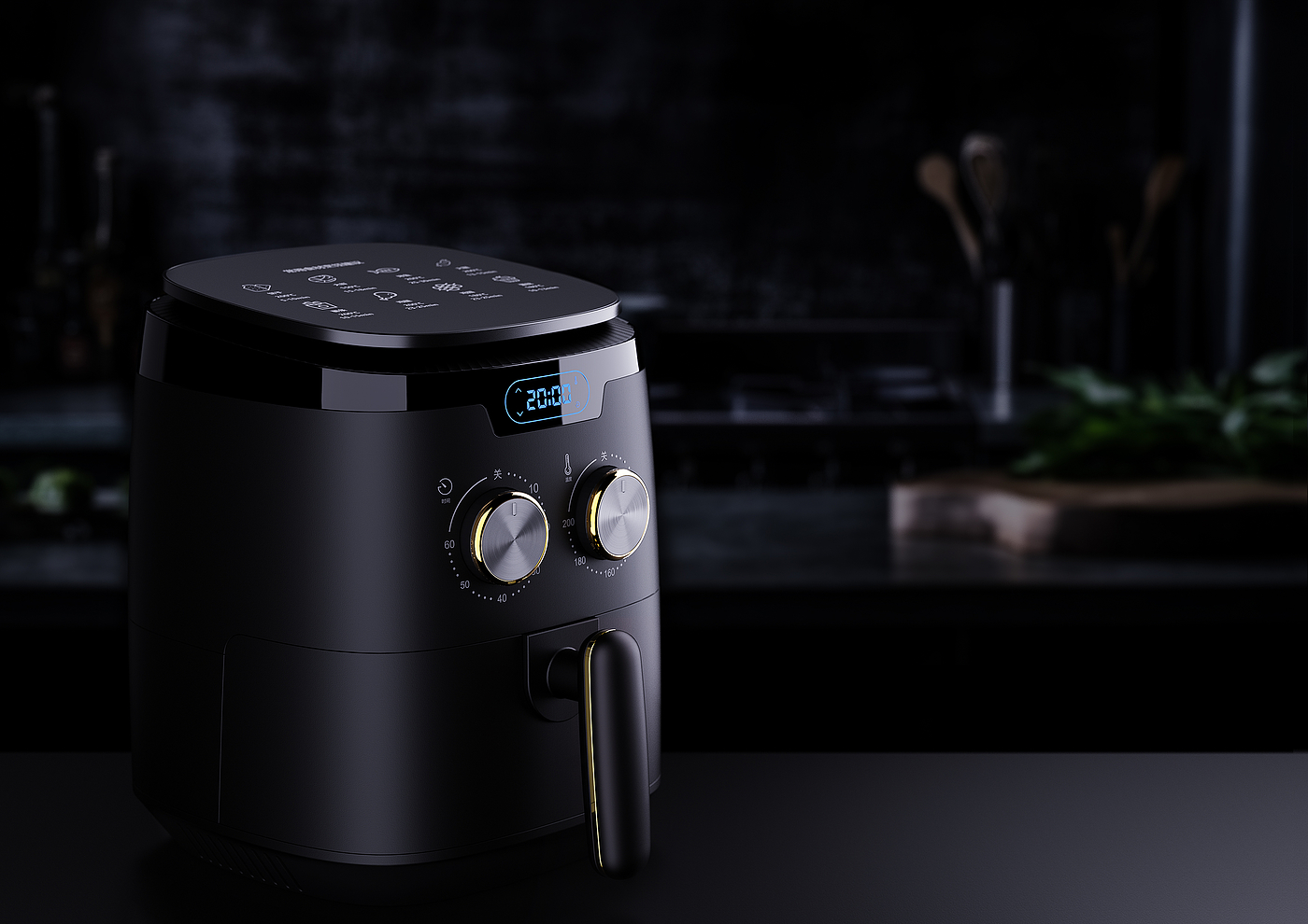 Air fryer，product design，Appearance design，small home appliances，Home Furnishing，industrial design，Modeling design，Render，