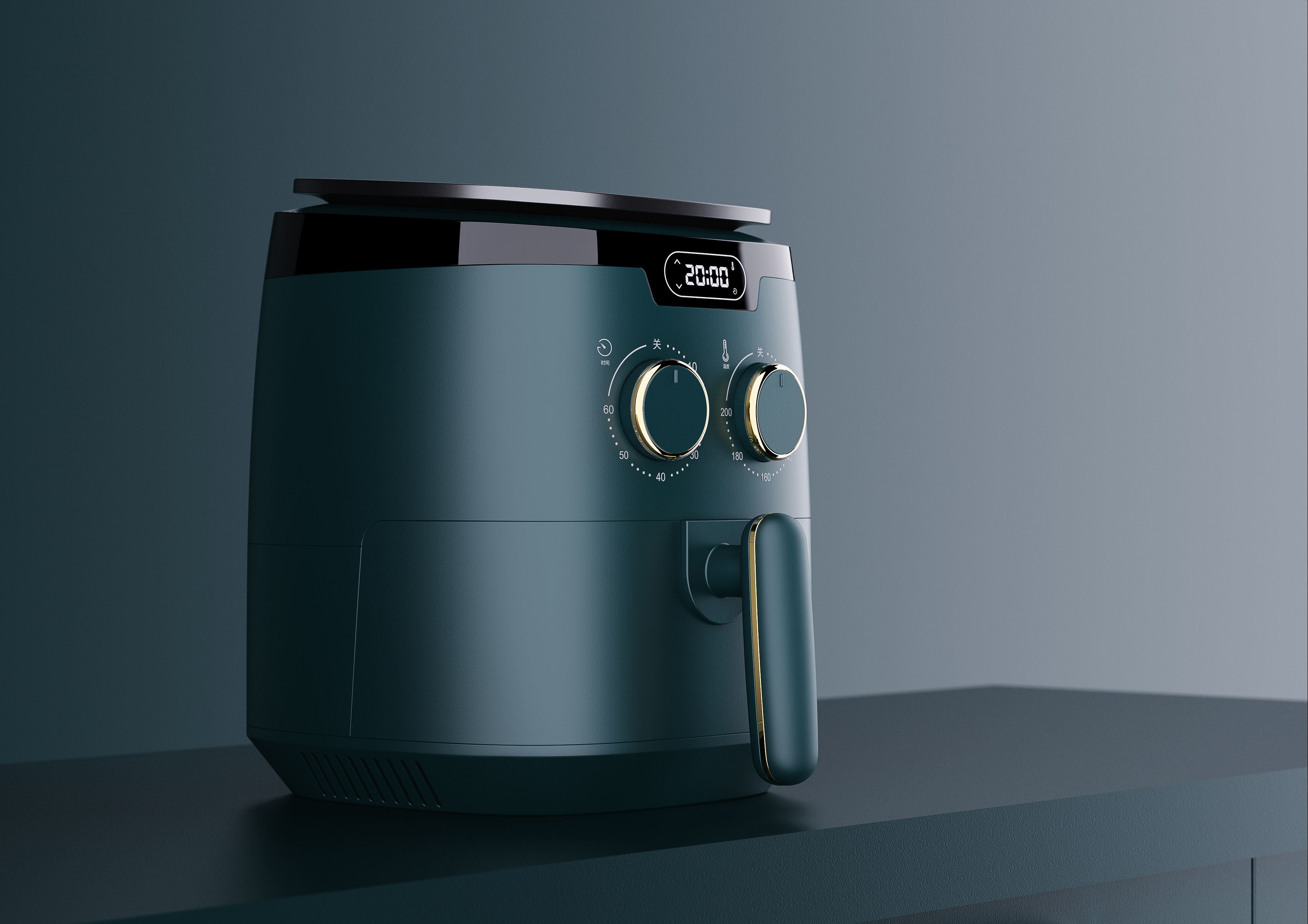 Air fryer，product design，Appearance design，small home appliances，Home Furnishing，industrial design，Modeling design，Render，