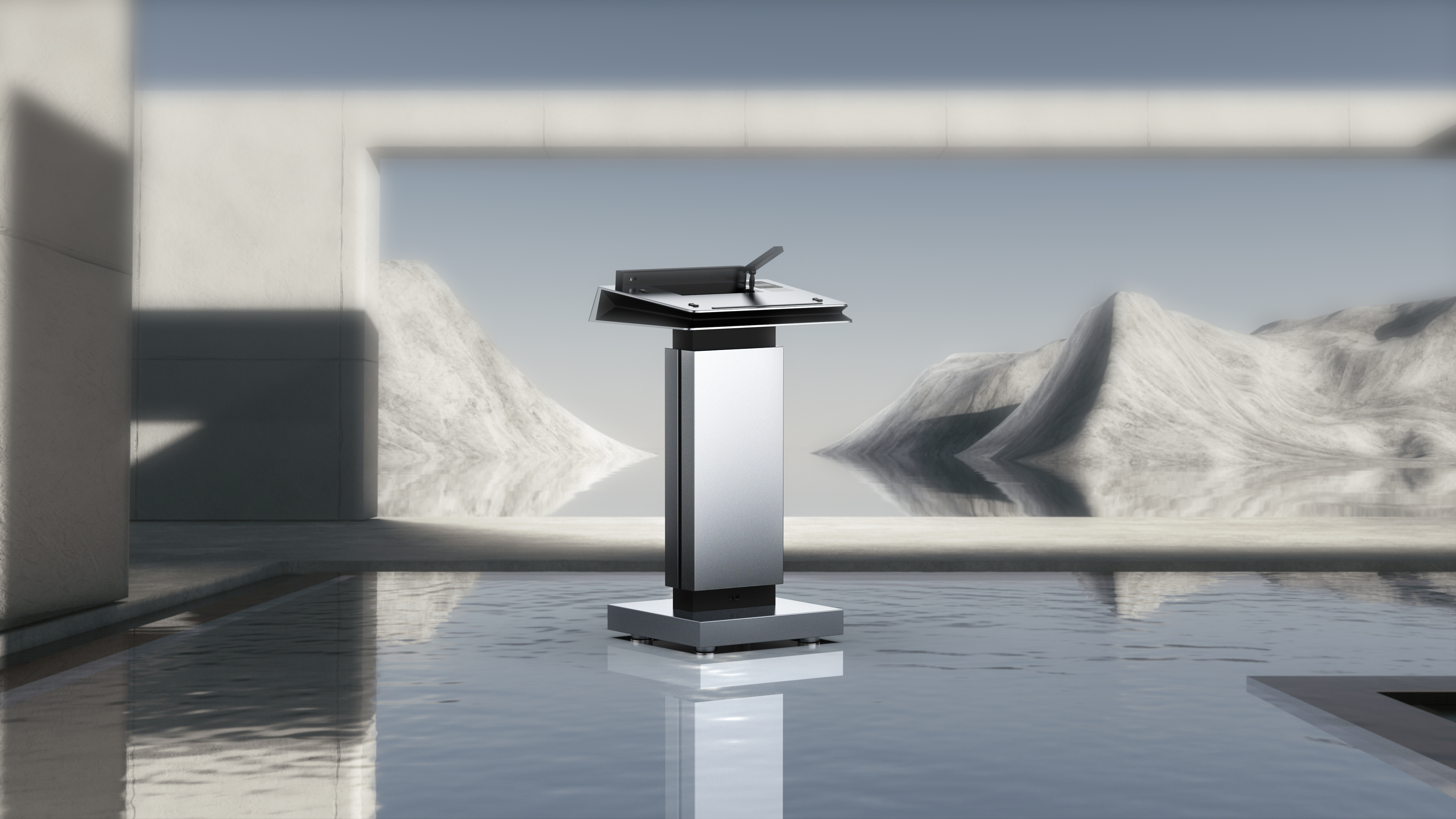 Appearance design，Lecture Platform，Simple Technology，Metal，intelligence，atmosphere，industrial design，
