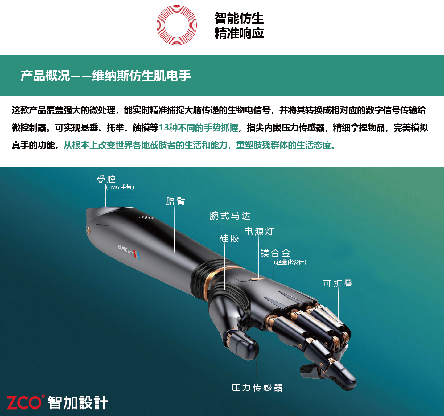 intelligent bionic，Accurate capture，bioelectricity to digital，instantaneous response，Multi-function grip，