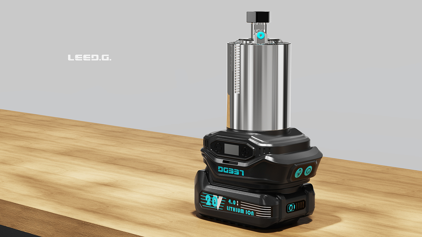 Electric tool，lithium battery，Trimming machine，product design，appearance，Rendering renderings，Color matching，