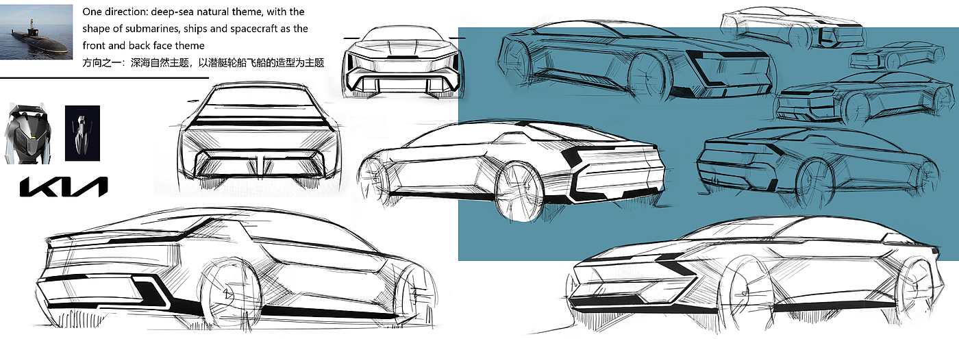 Automobile design，industrial design，car，cardesgin，2d rendering，Hand drawn，automobile，