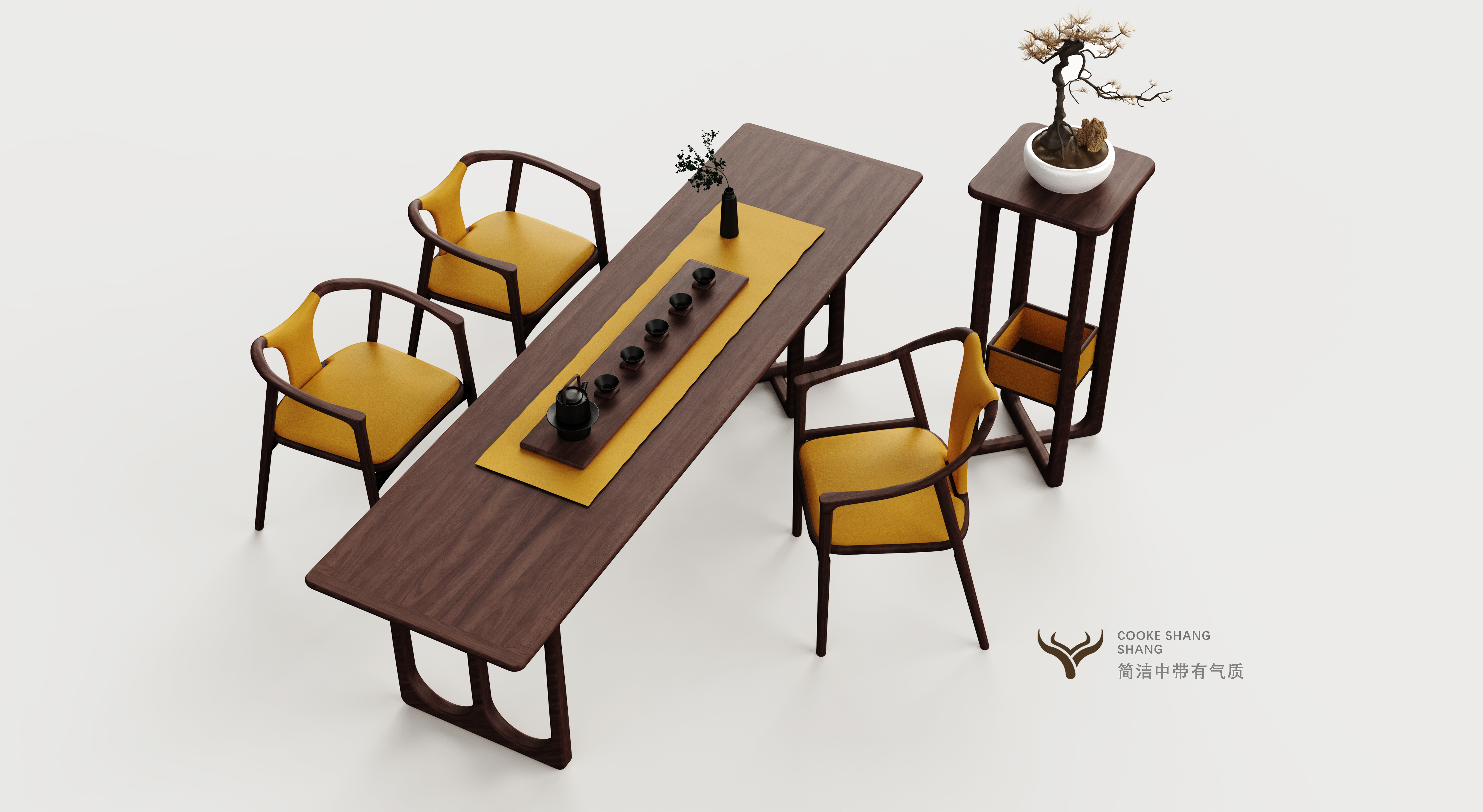 New Chinese style，furniture，tea table，Tea Chair，