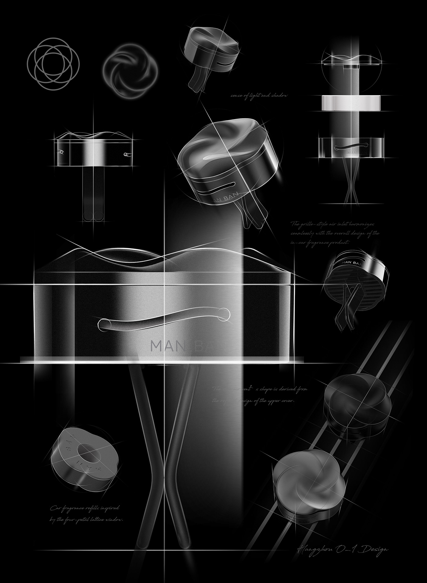 Slow with four seasons car fragrance，Zero-to-One Design，Vehicle fragrance，industrial design，product design，