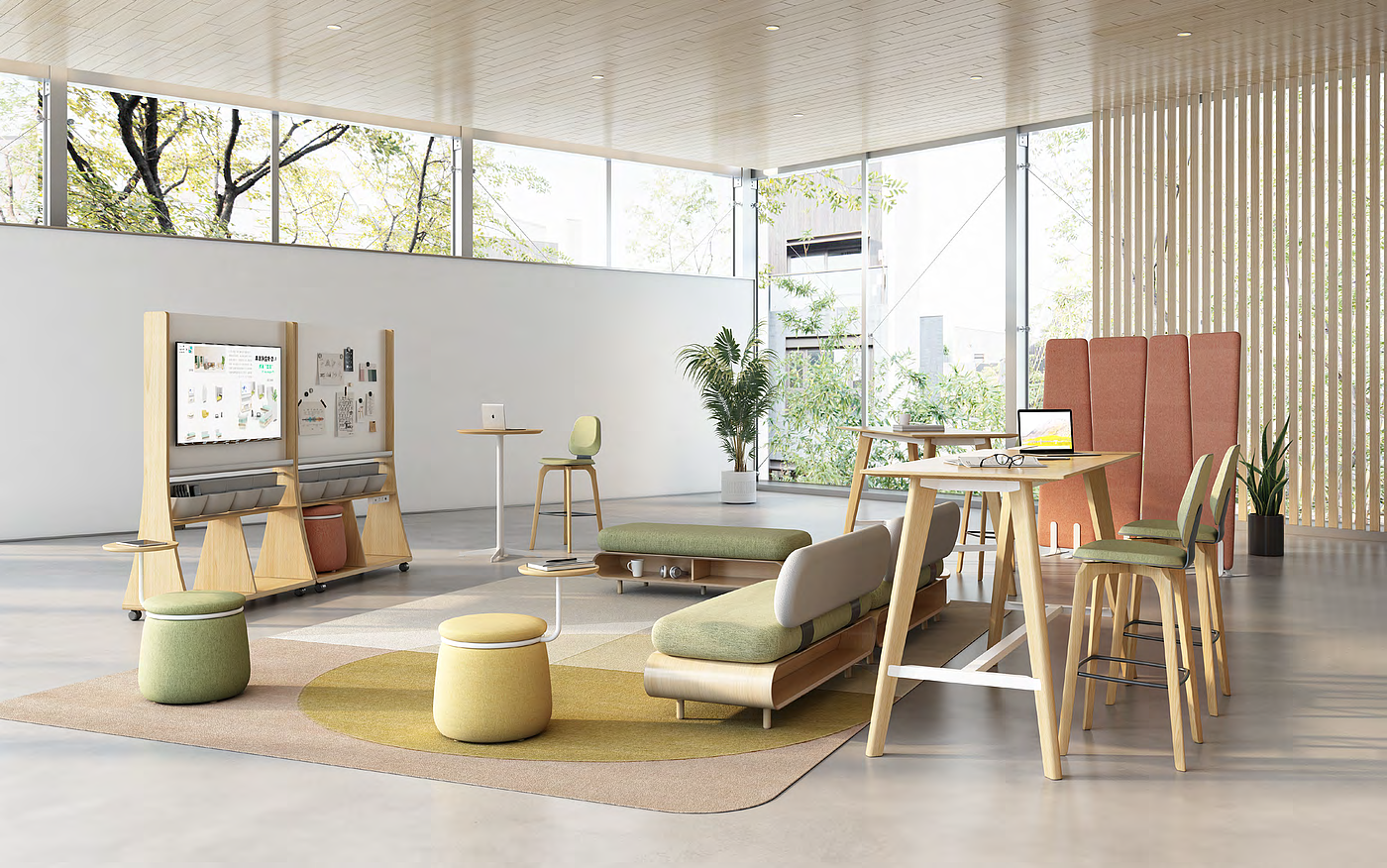 Peas, collaborative furniture, sofa, mixed office, collaborative office，