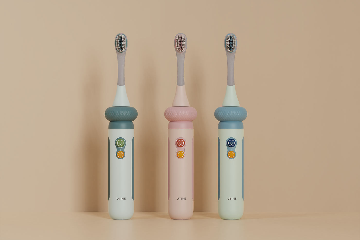 Child mother and baby，Electric toothbrush，