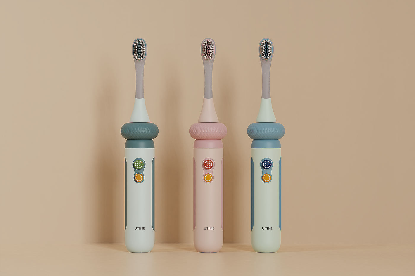 Child mother and baby，Electric toothbrush，