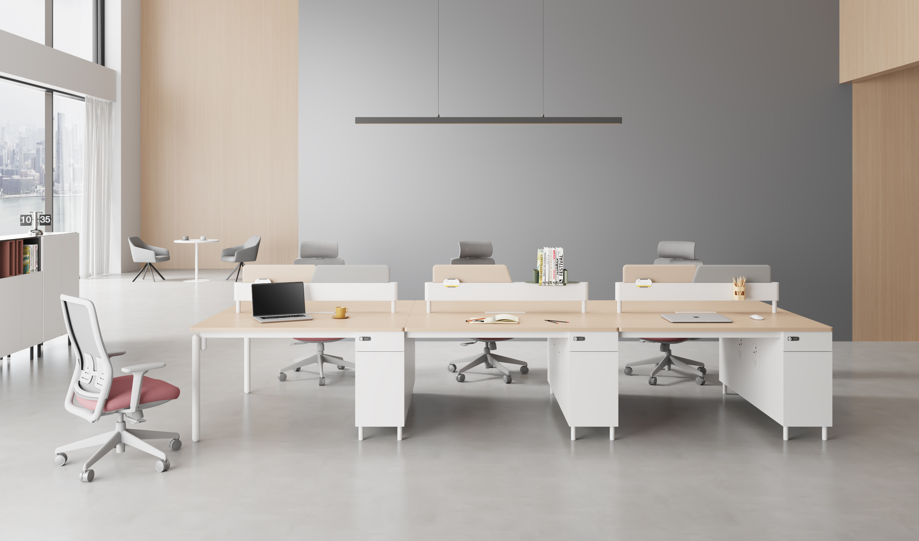 HO, Collaborative Office, Workstation, Staff Table, Yu Room，