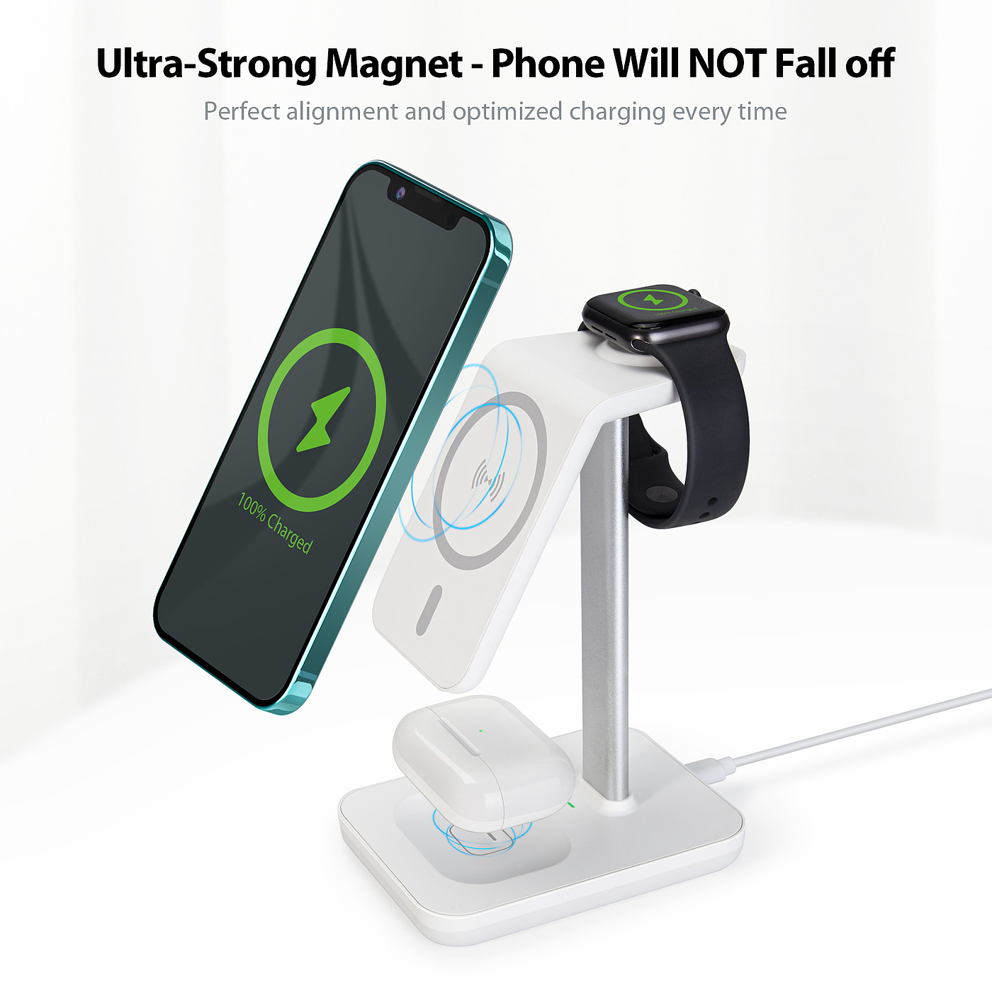 Magnetic three-in-one wireless charger，