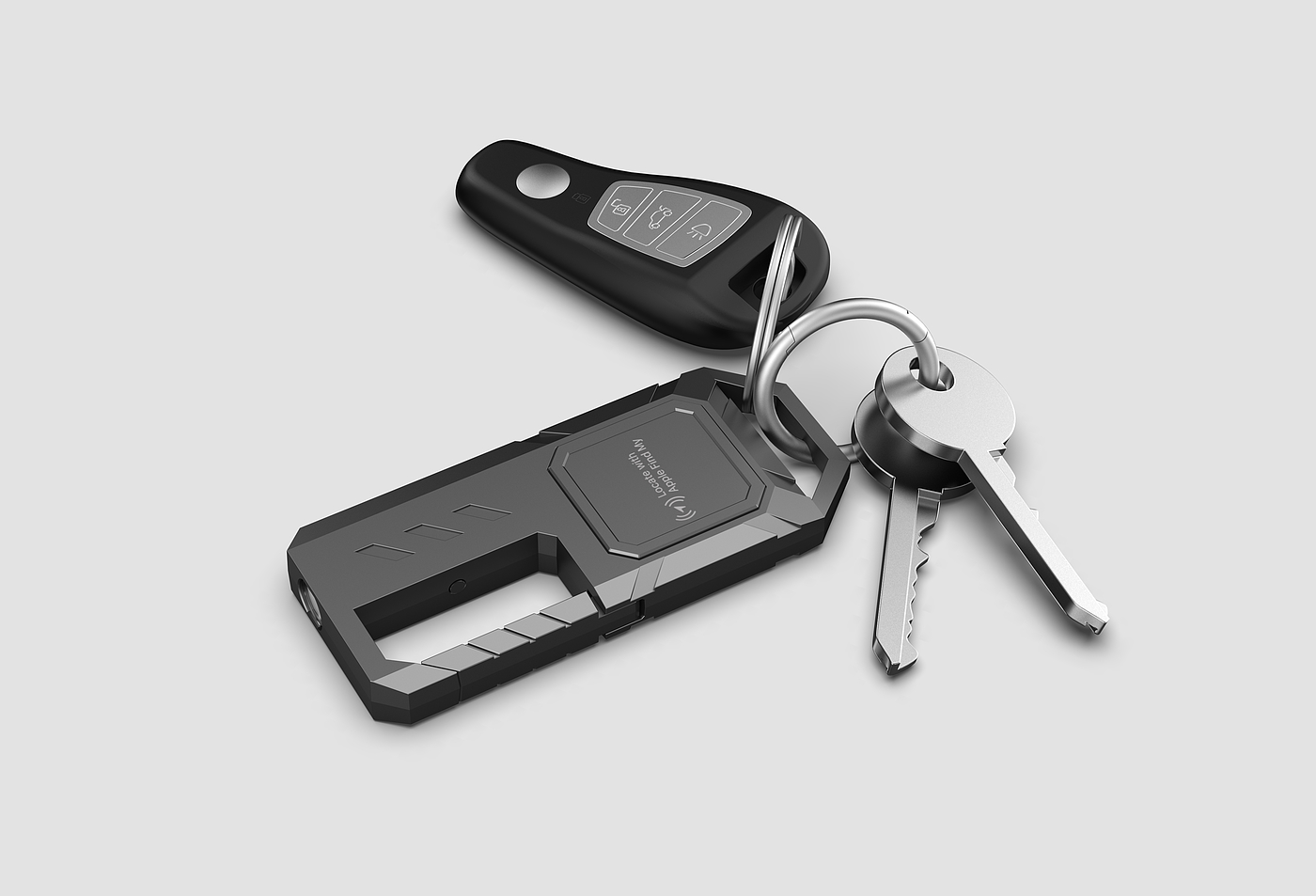 Keychain to flashlight tracking locator，Keychain with Find My flashlight tracking locator，