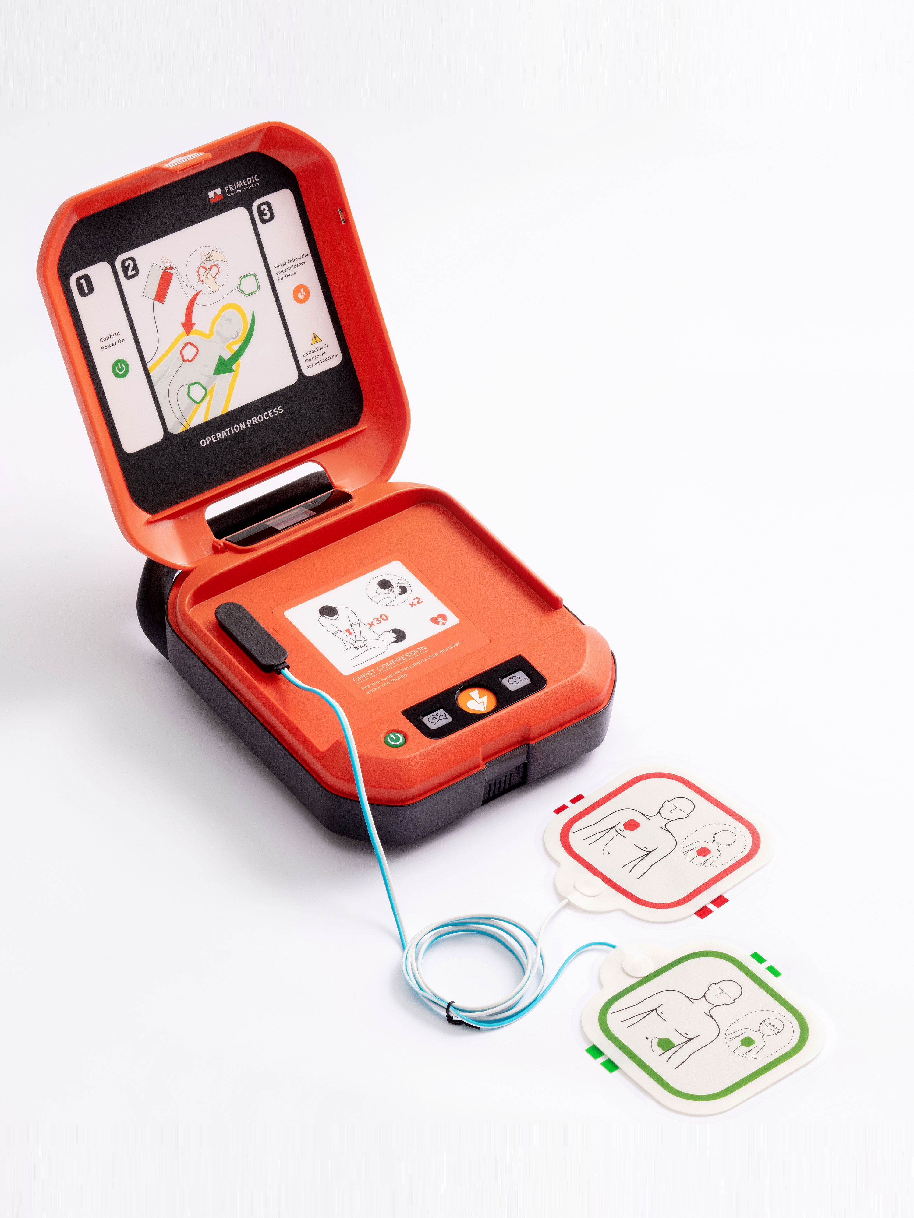 medical care，industrial design，AED，Defibrillation，Call for help，Portable，outdoors，