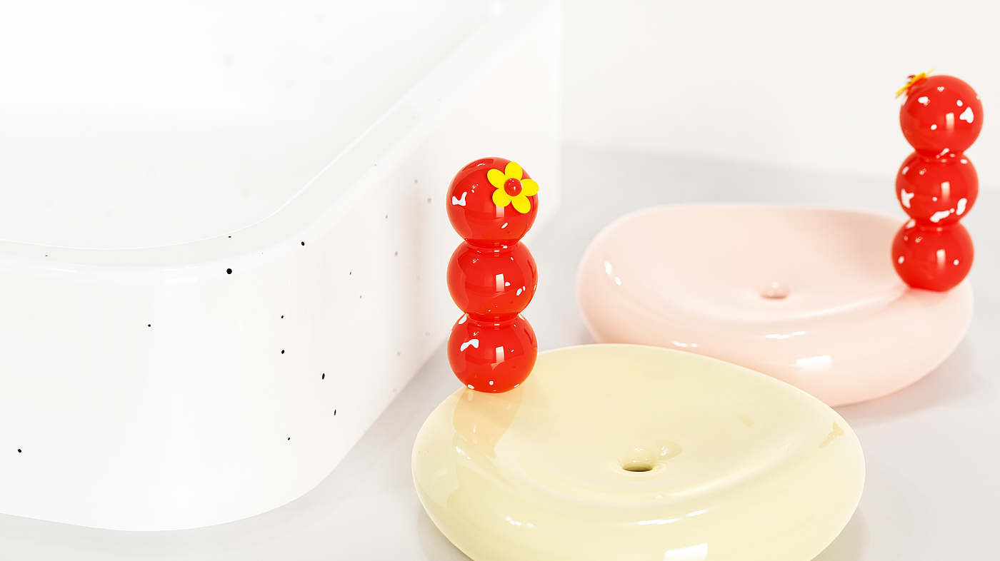 Tomatoes on sticks，Soap box，Cream wind，lovely，gules，Daily Necessities，bathroom，