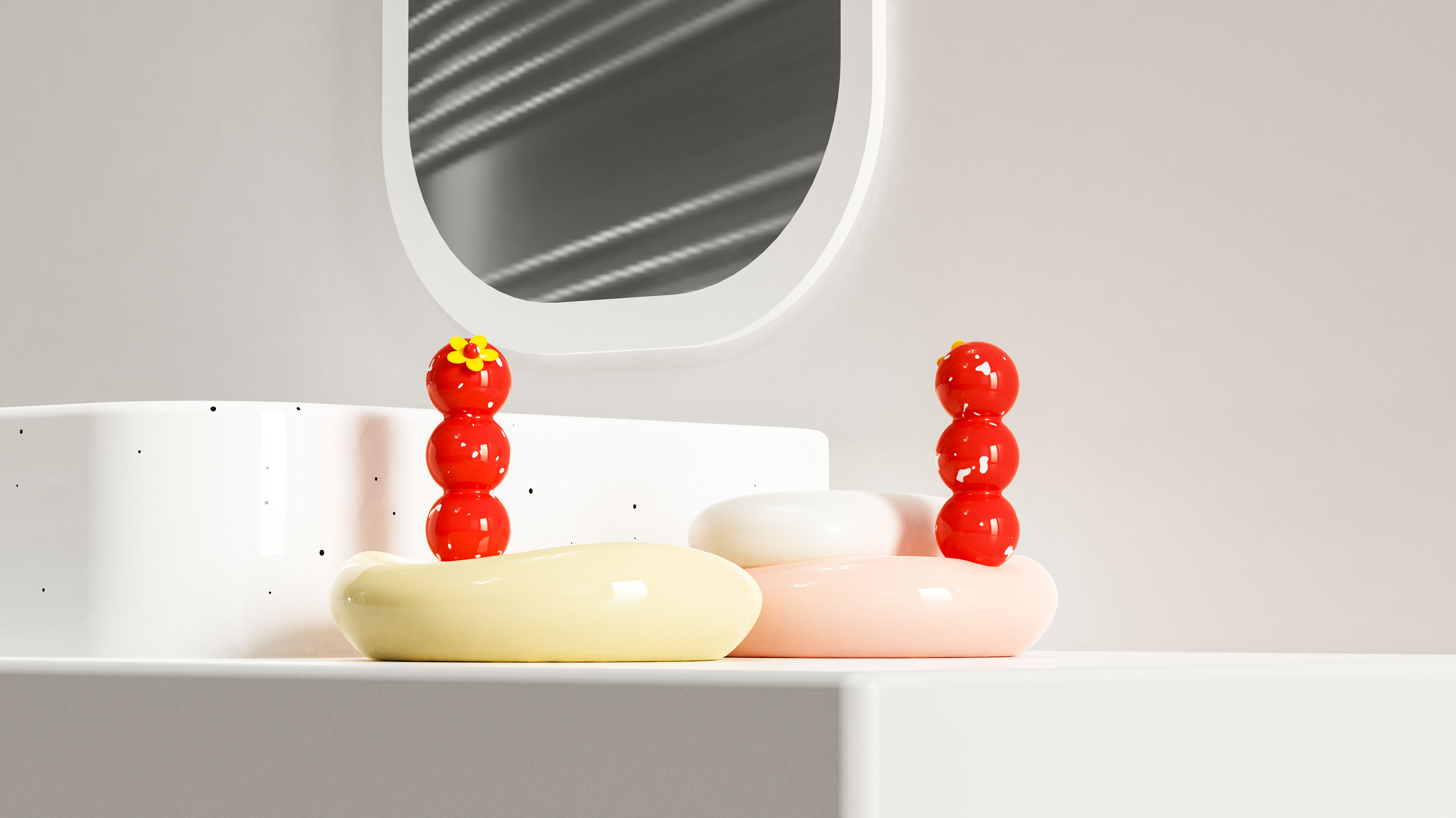 Tomatoes on sticks，Soap box，Cream wind，lovely，gules，Daily Necessities，bathroom，