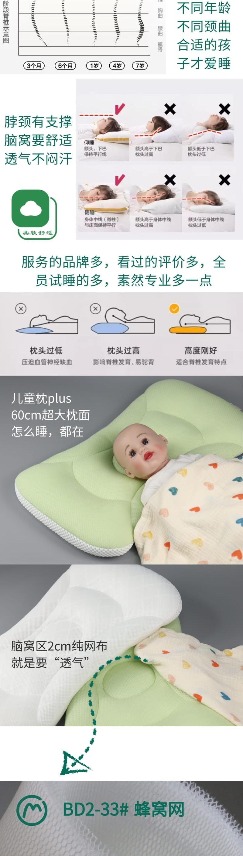 Children's pillow，pillow，large occipital surface，
