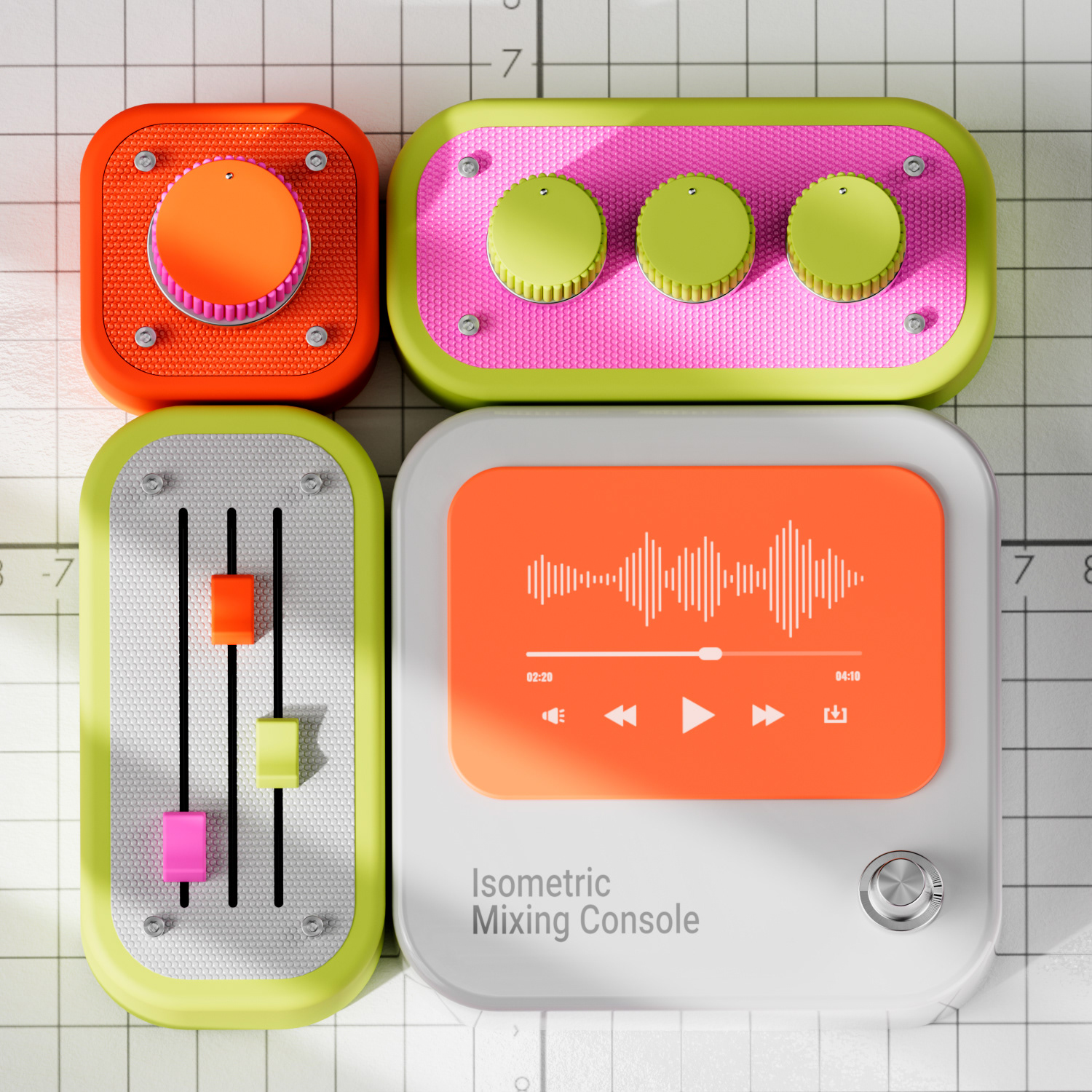 Music controller，Retro style，Console，colorful，