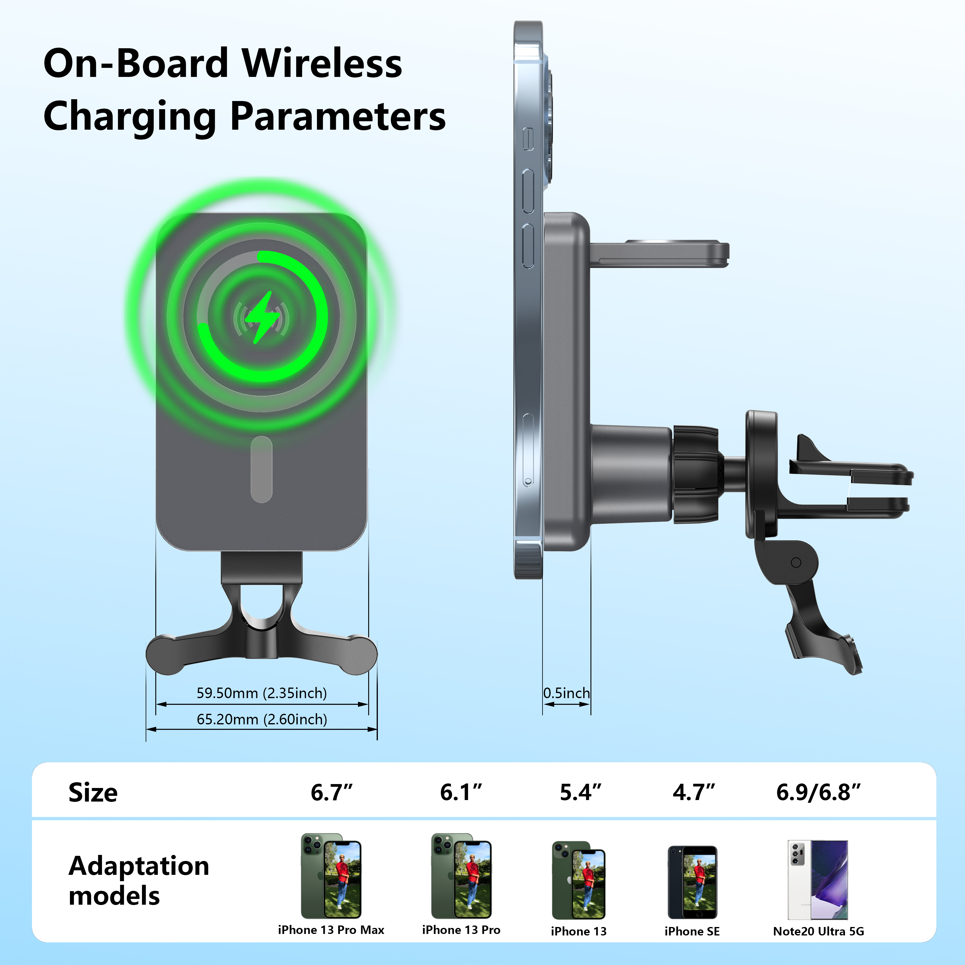 Magnetic suction car holder with watch wireless charger，