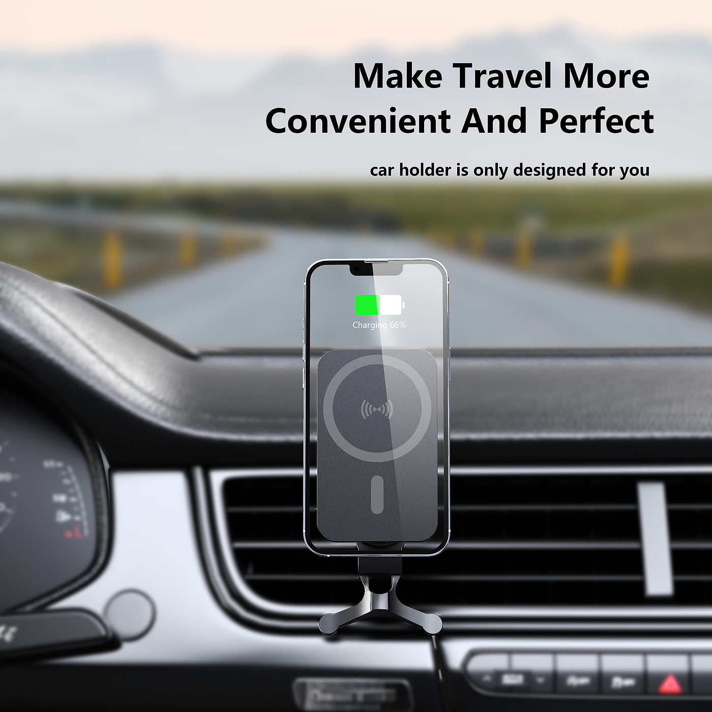 Magnetic suction car holder with watch wireless charger，