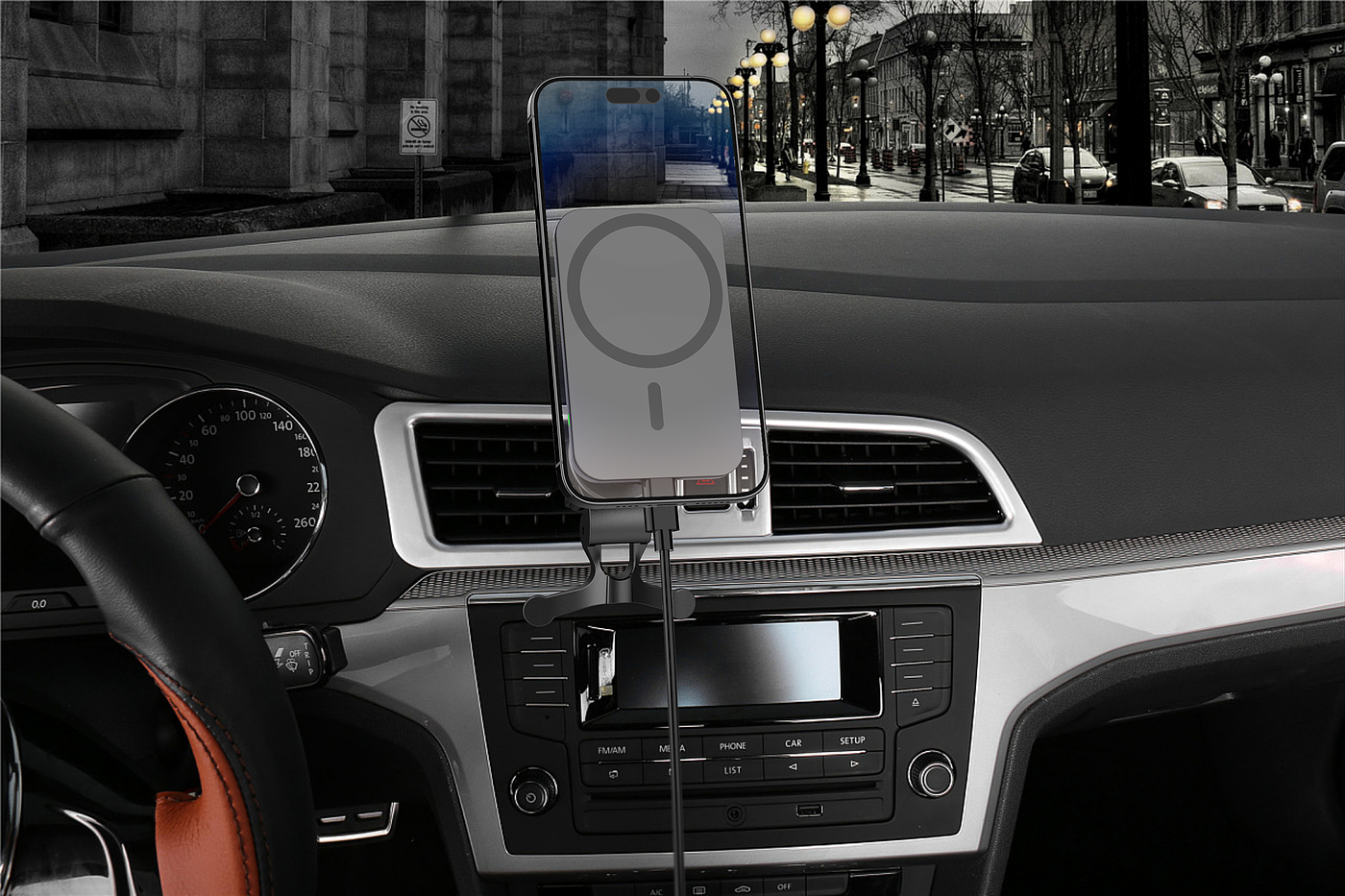 Magnetic suction car holder with watch wireless charger，