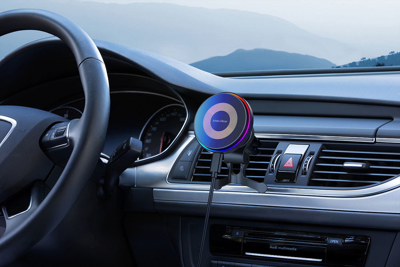 Magnetic suction car wireless charger，