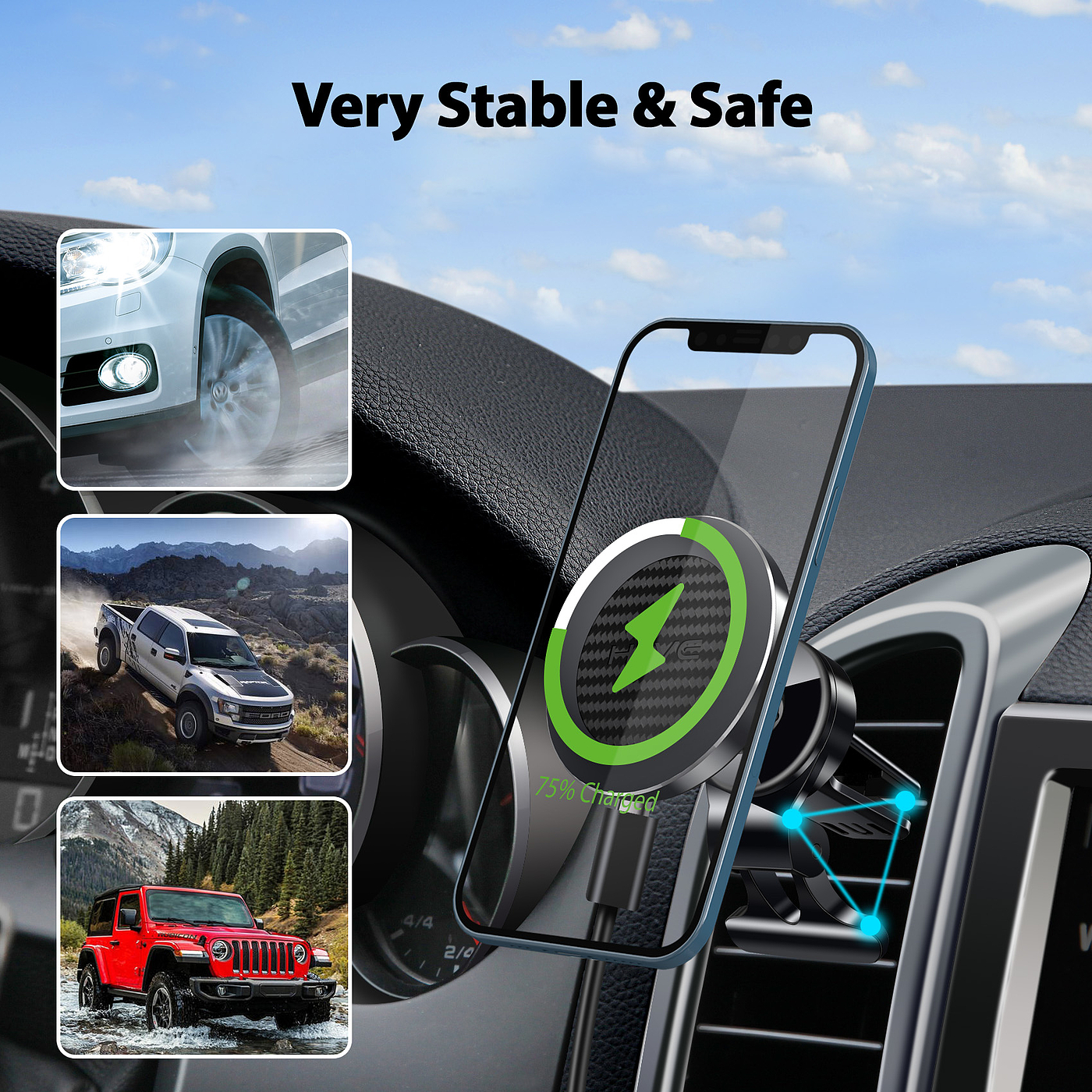 Magnetic suction car wireless charger，