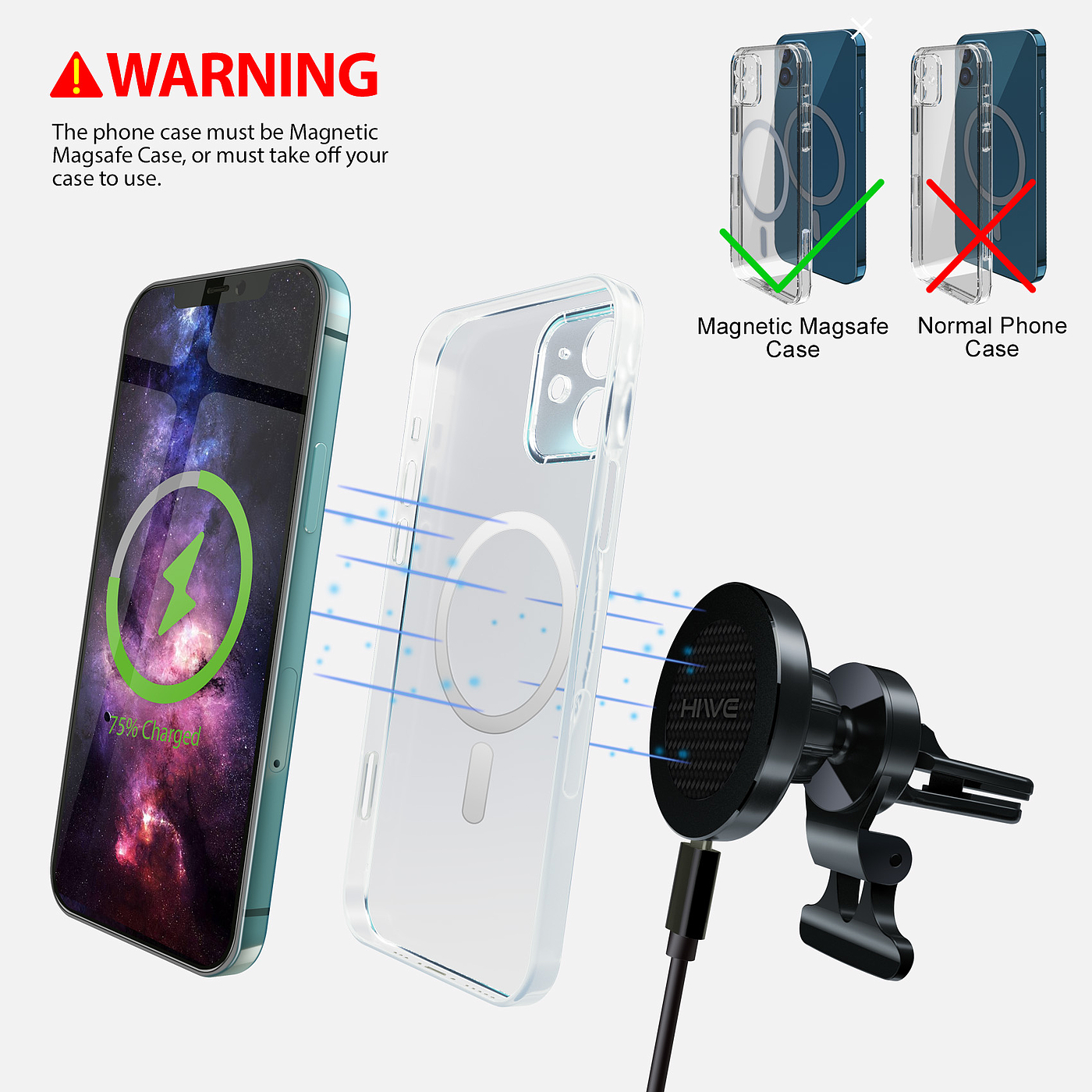 Magnetic suction car wireless charger，