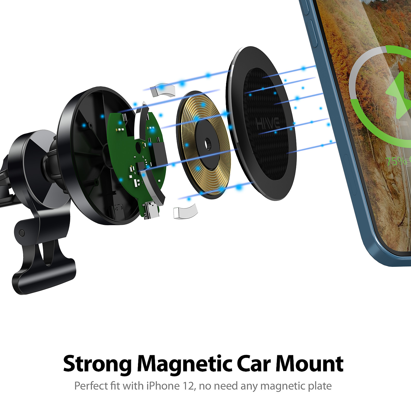 Magnetic suction car wireless charger，