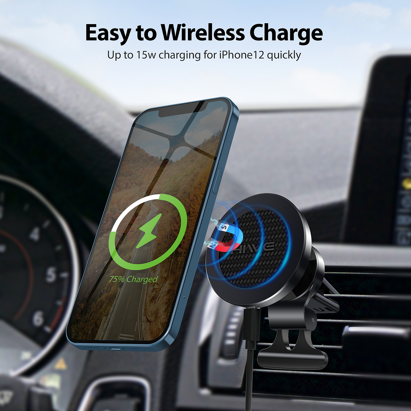 Magnetic suction car wireless charger，