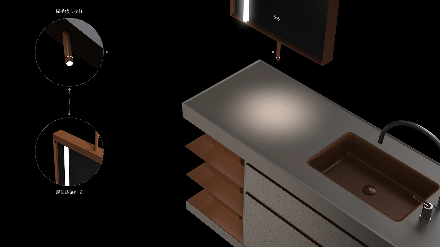 Bathroom furniture，Console Cabinet，Double sided mirror，Double-sided storage，