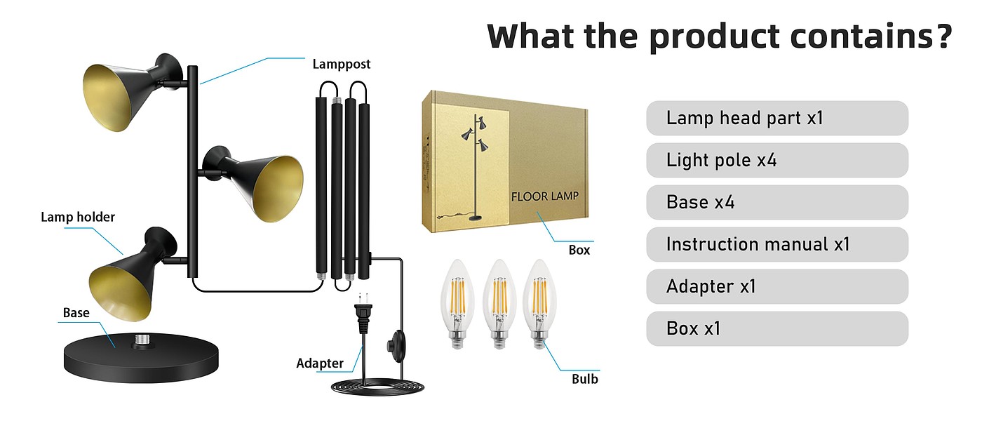 Floor lamp，lamps and lanterns，Horn light，Reading lamp，