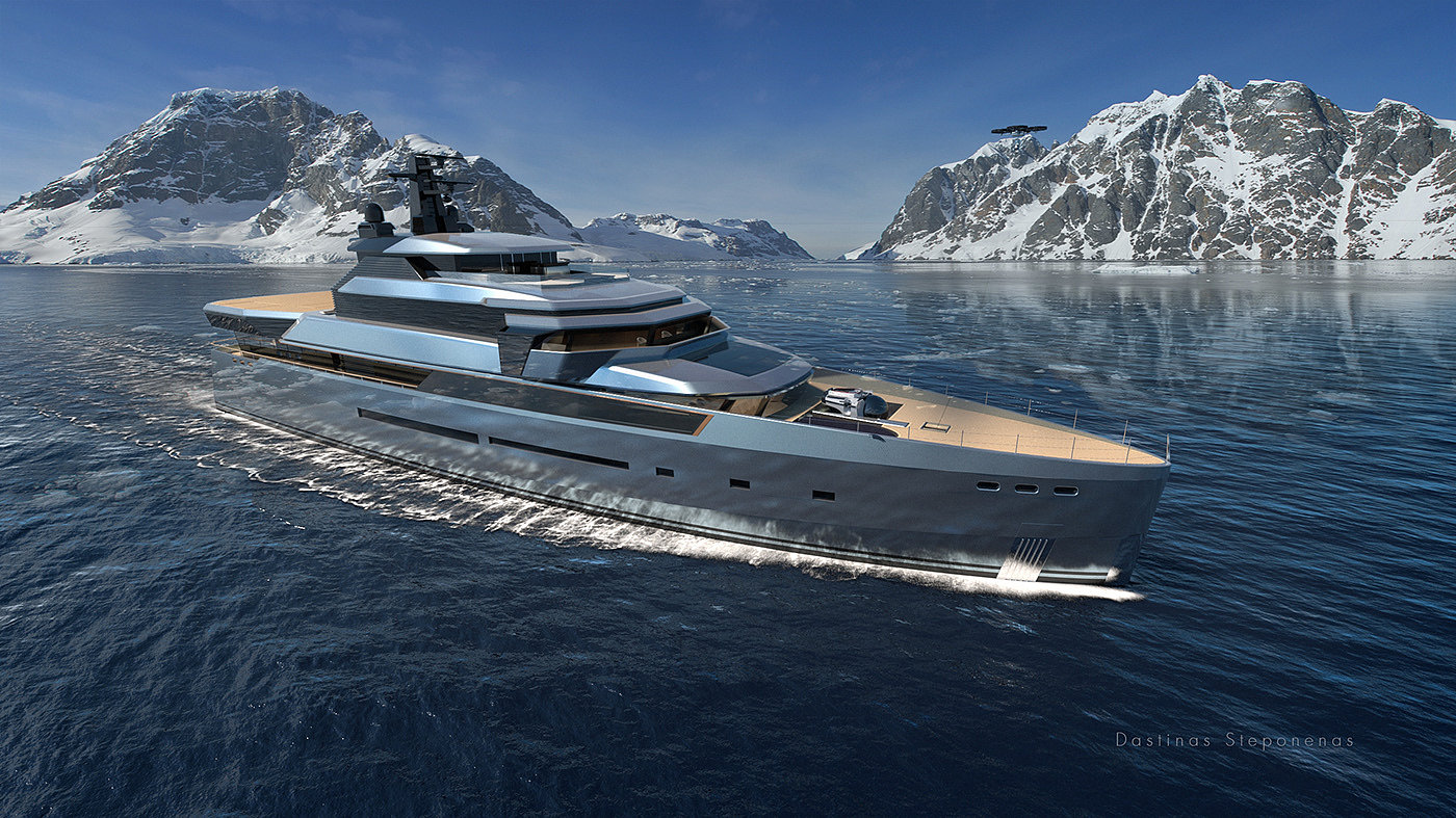 horizon，yacht，ship，vehicle，3D rendering，