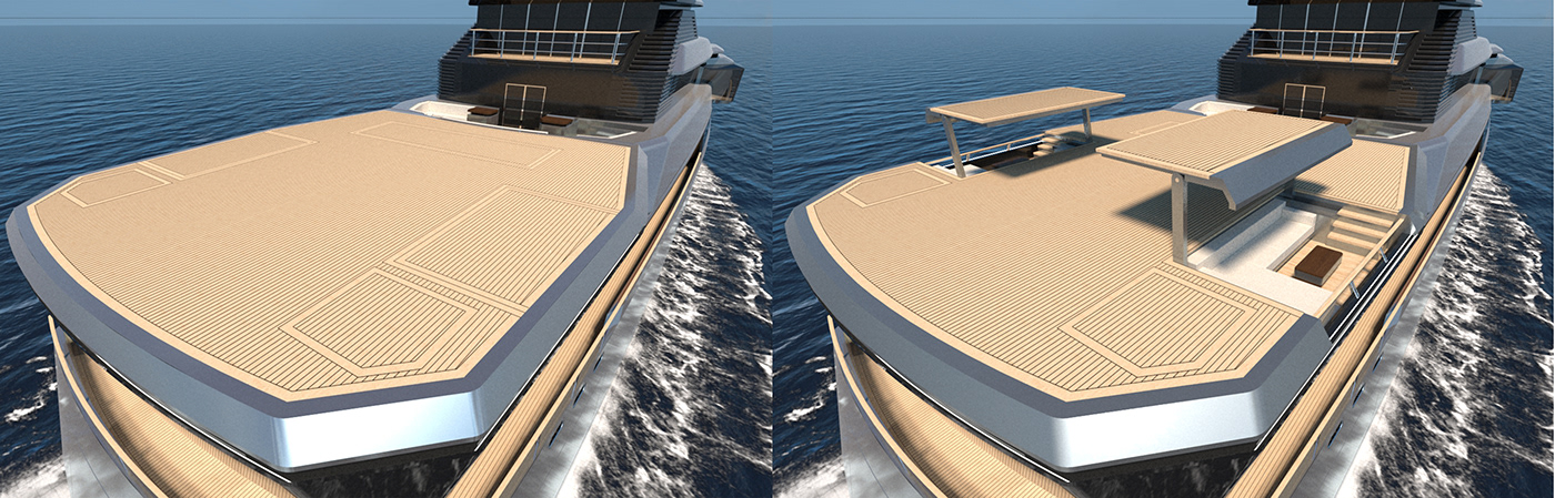 horizon，yacht，ship，vehicle，3D rendering，