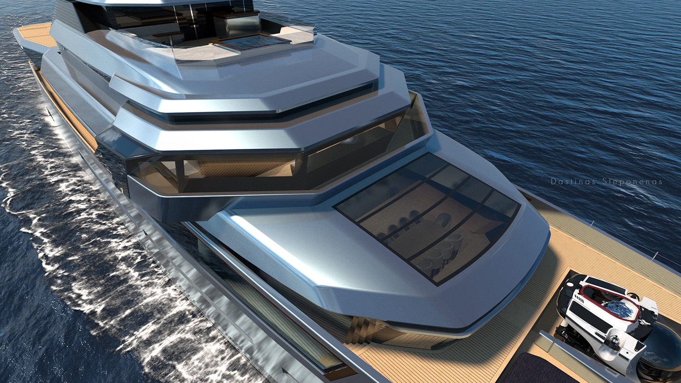 horizon，yacht，ship，vehicle，3D rendering，