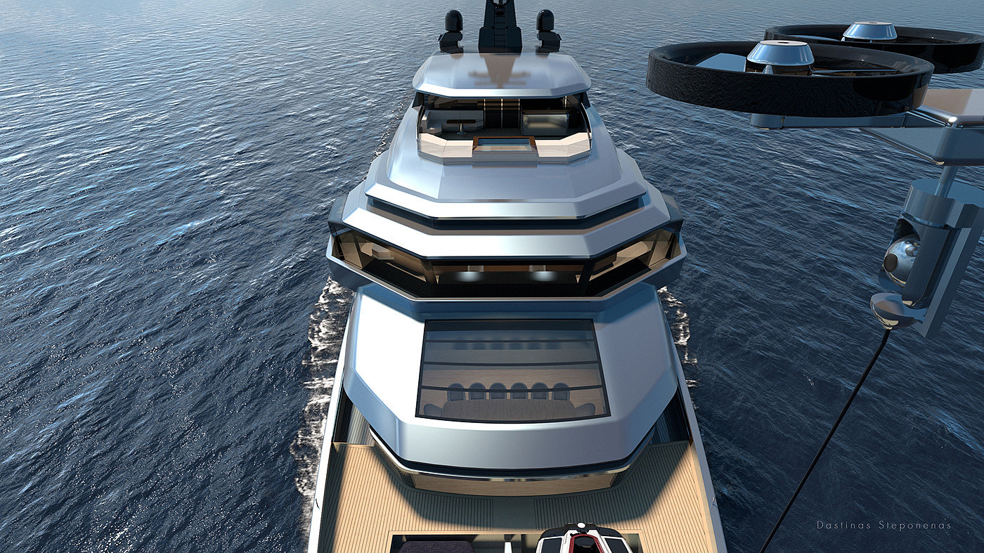 horizon，yacht，ship，vehicle，3D rendering，