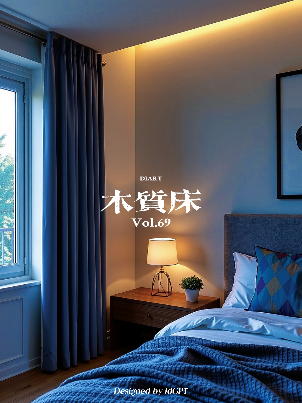 AIGC, AI, home, wooden bed，