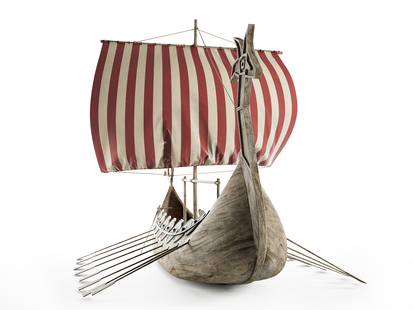Viking Ship，3D modeling and rendering，Viking，Ship branch，3ds Max，vray，corona，