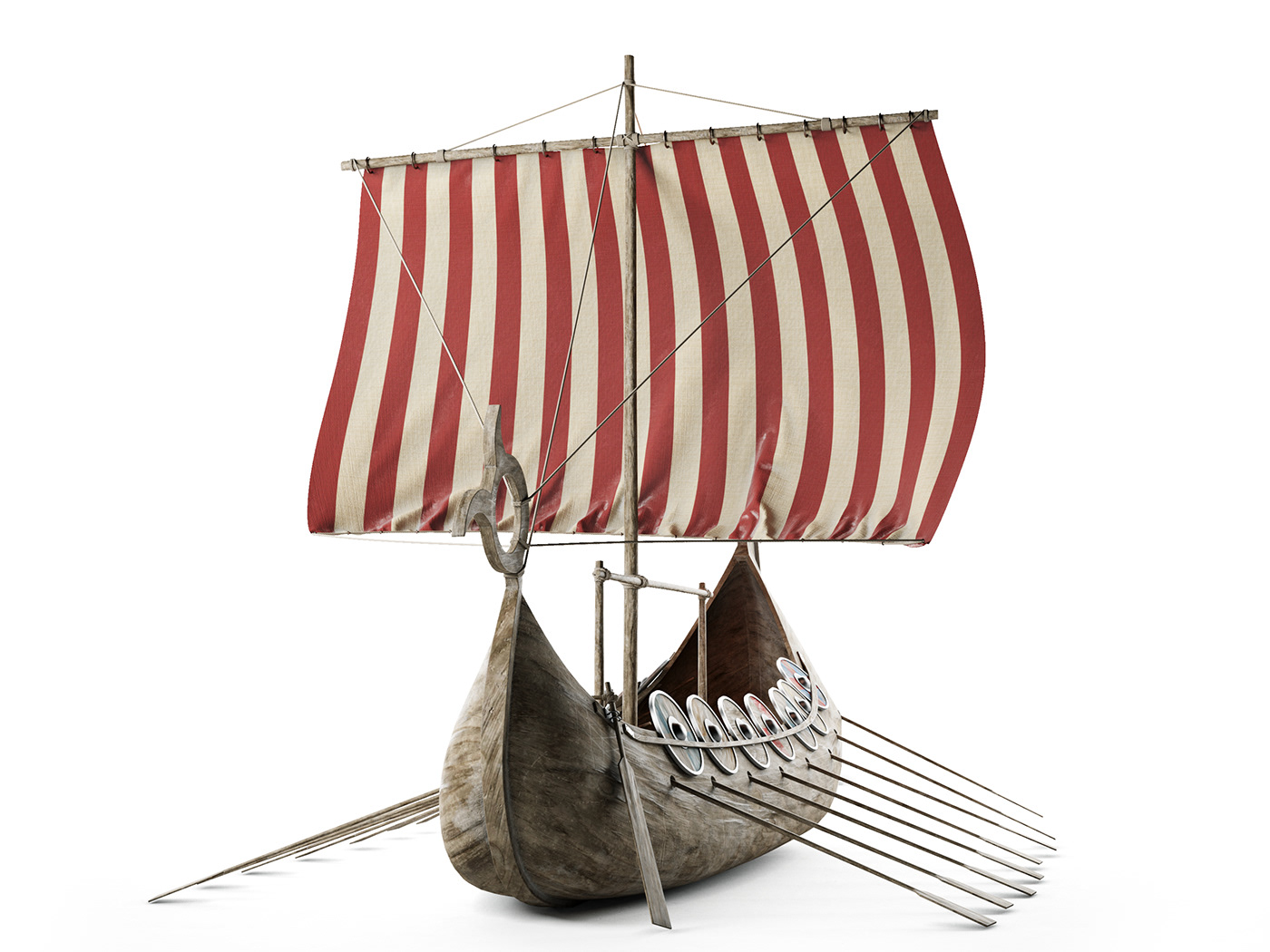 Viking Ship，3D modeling and rendering，Viking，Ship branch，3ds Max，vray，corona，