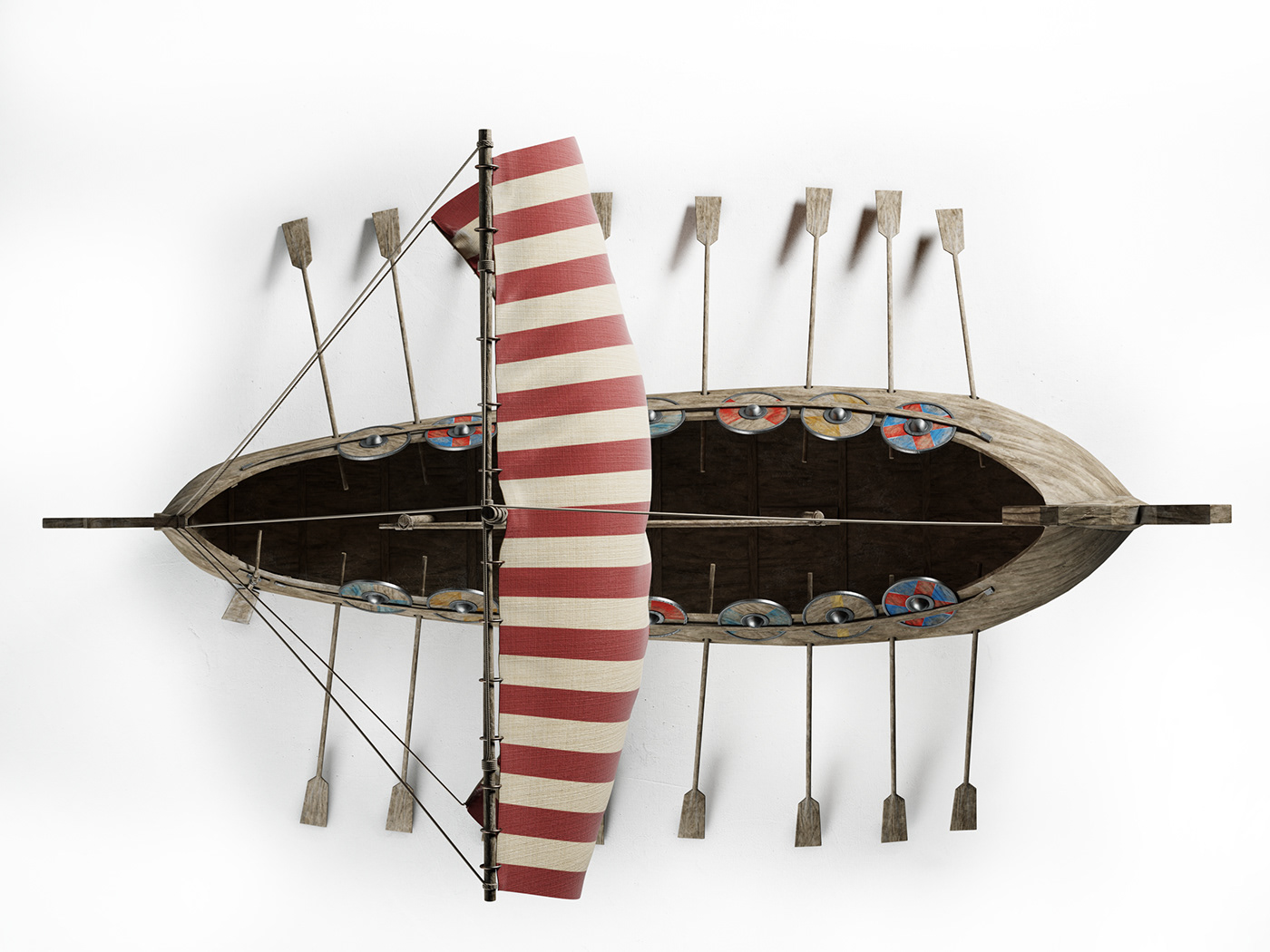 Viking Ship，3D modeling and rendering，Viking，Ship branch，3ds Max，vray，corona，