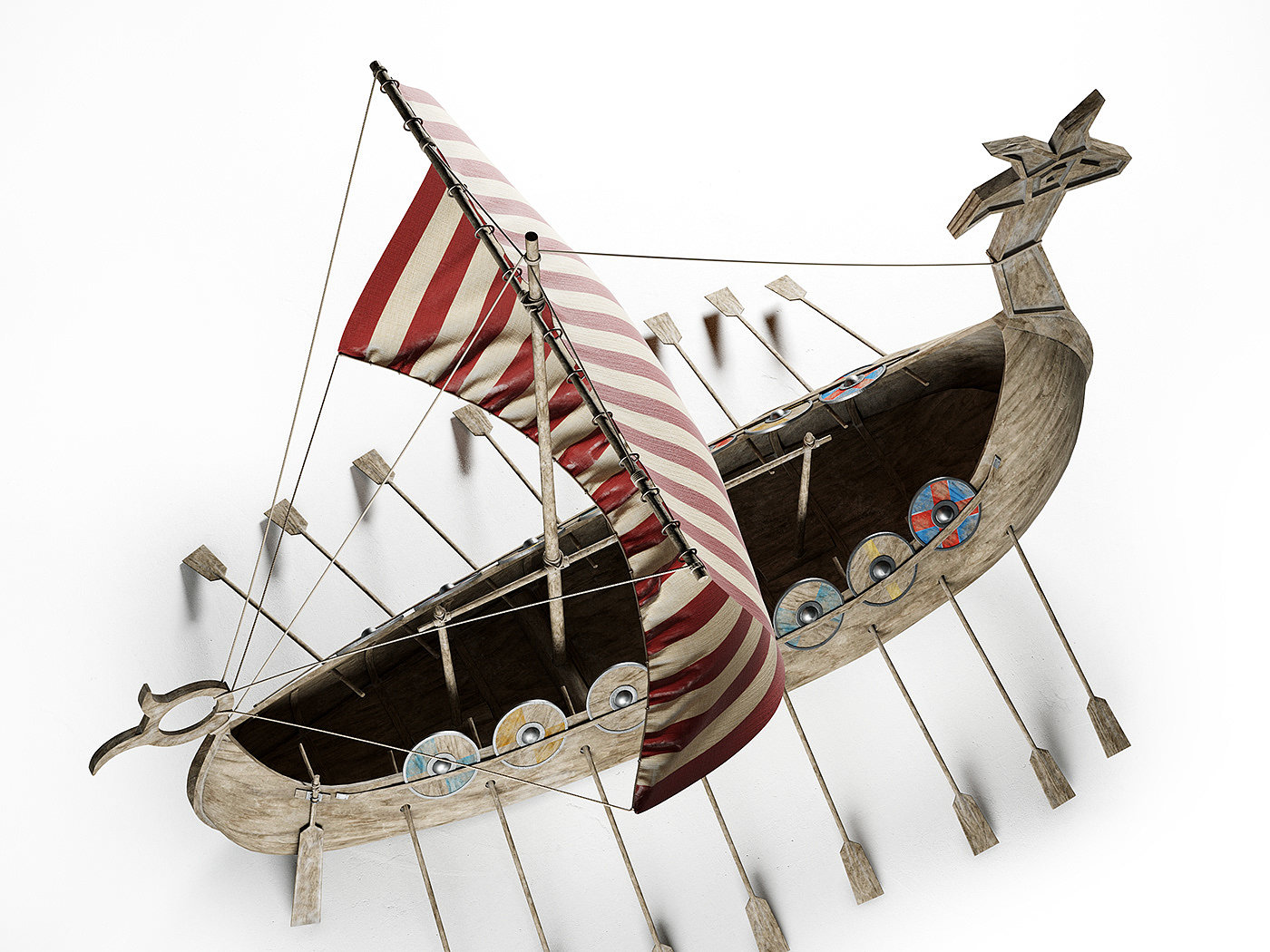 Viking Ship，3D modeling and rendering，Viking，Ship branch，3ds Max，vray，corona，