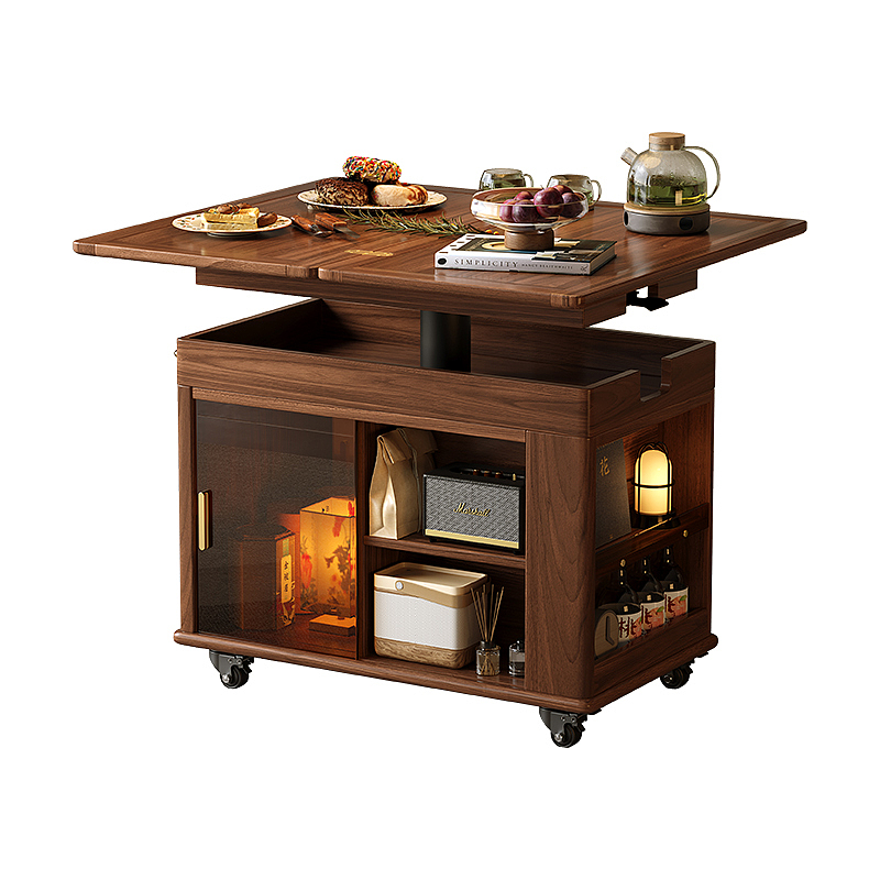 solid wood，cabinet，tea table，Trolley，Walnut，modularization，multi-function，