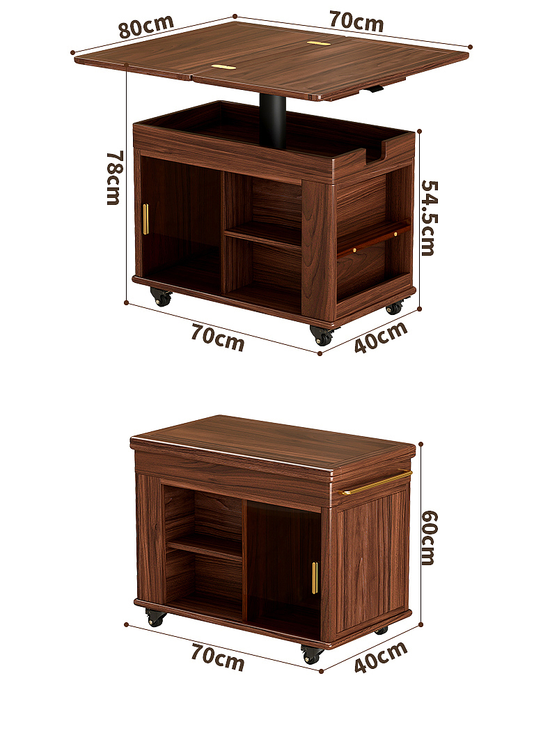 solid wood，cabinet，tea table，Trolley，Walnut，modularization，multi-function，