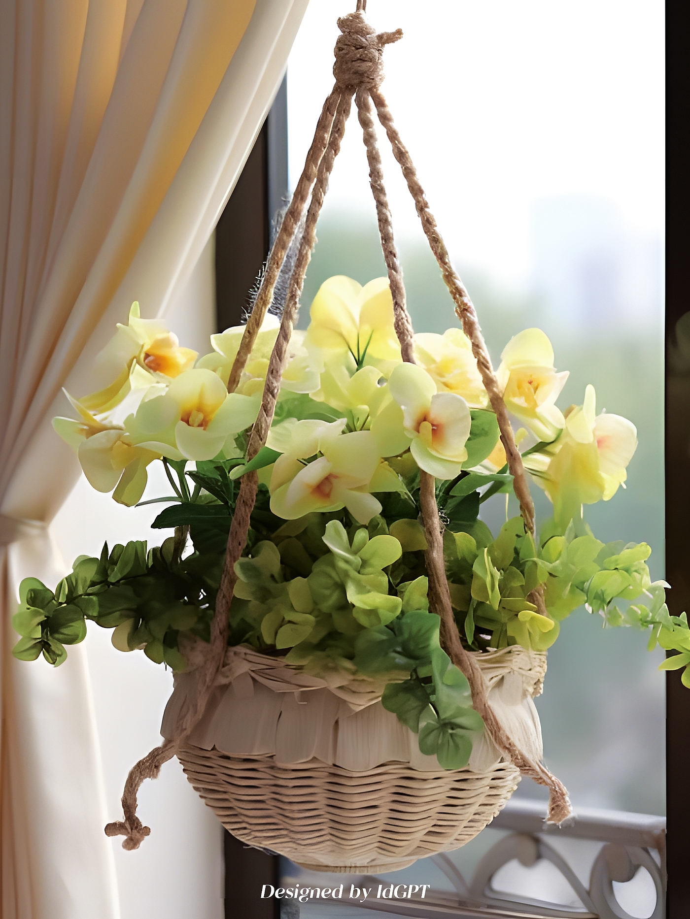 AIGC, AI, home, flower pot hanging basket，