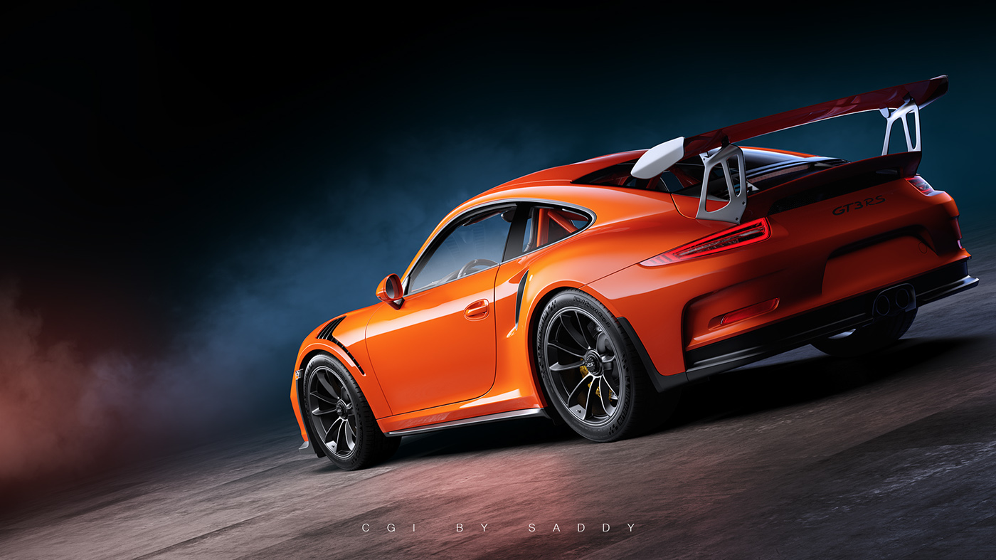 Porsche 911，GT3 RS，CGI rendering，vray，Porsche，