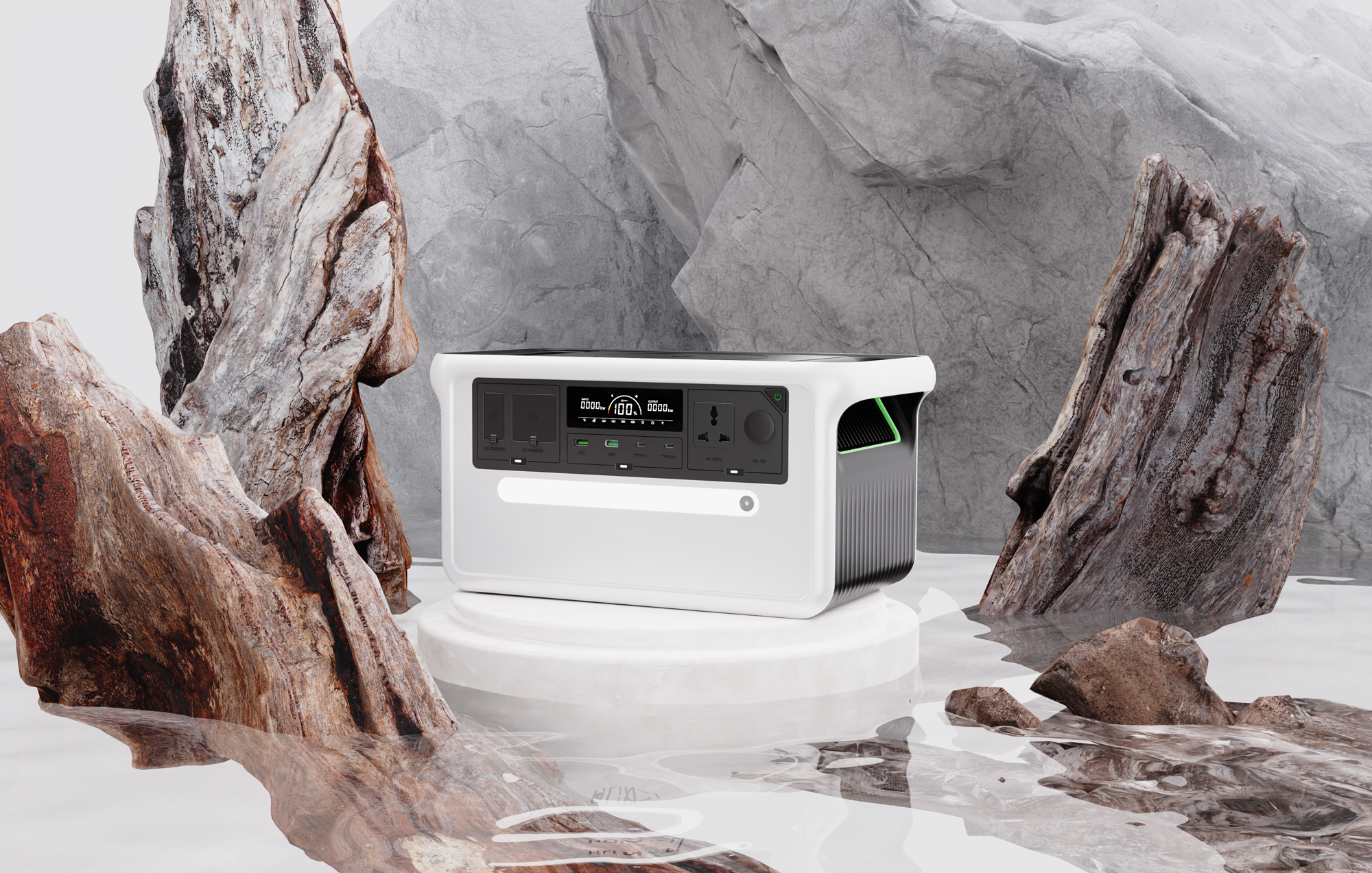 Industrial design, outdoor power supply, battery, outdoor, simple color matching，