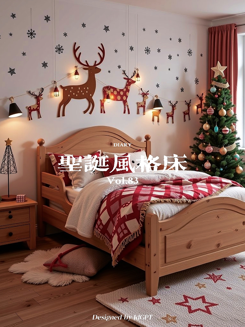 AIGC, AI, Home, Christmas Style Bed，