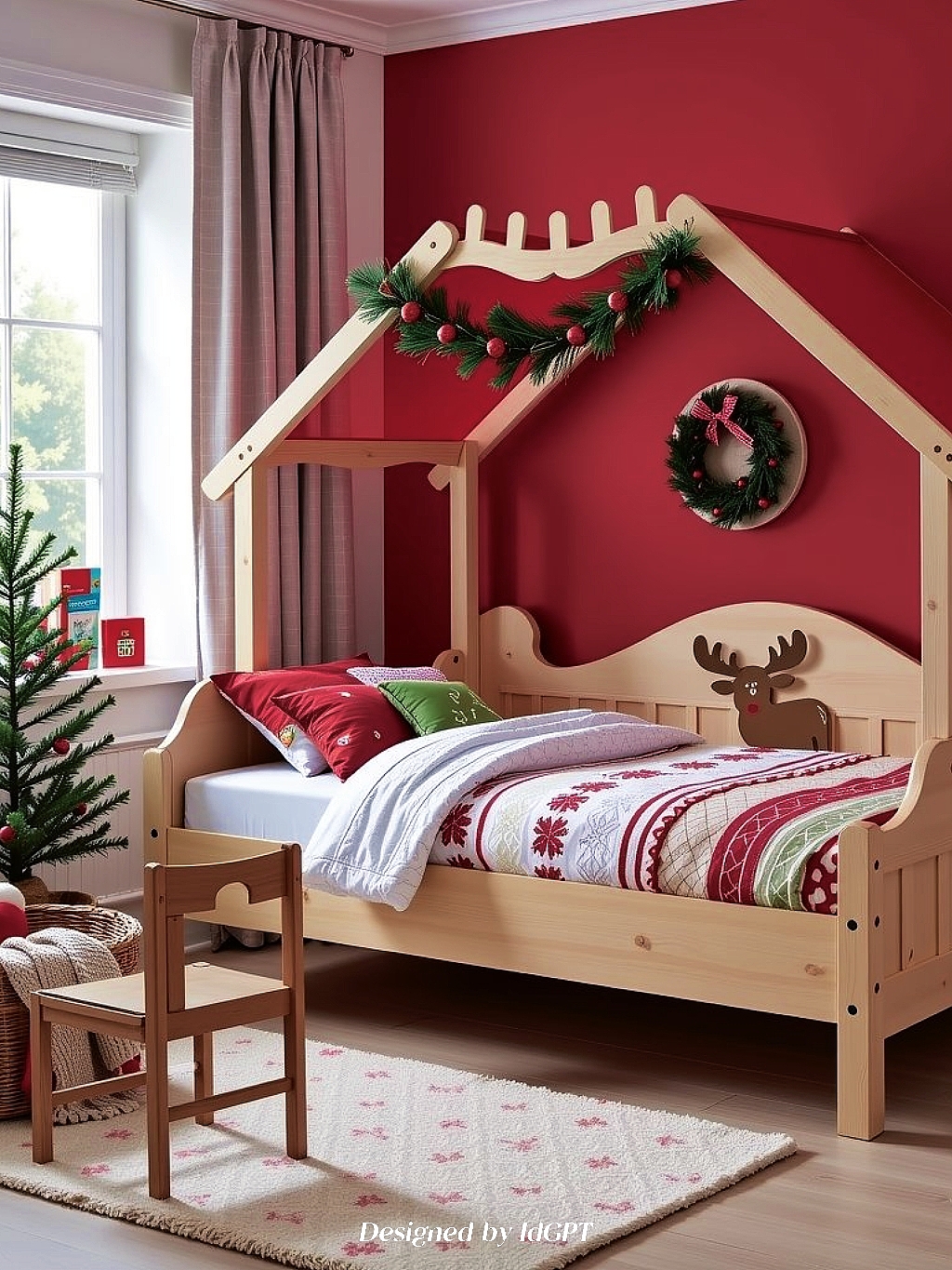 AIGC, AI, Home, Christmas Style Bed，