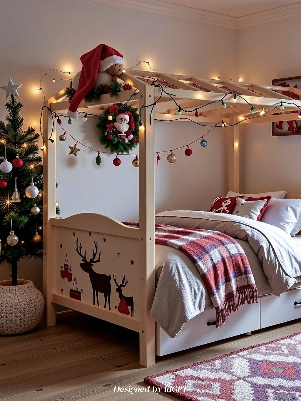 AIGC, AI, Home, Christmas Style Bed，